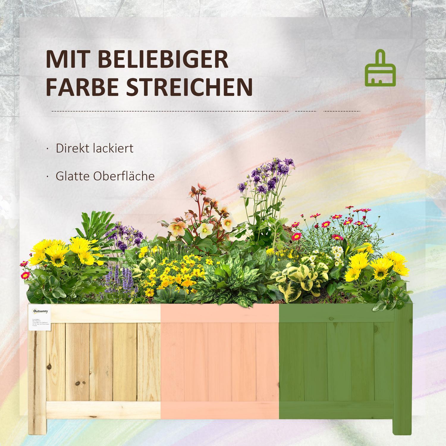 Sammenleggbar plantekasse for hevet seng for hage, uteplass og balkong, grantre, naturlig, 70X30X25cm