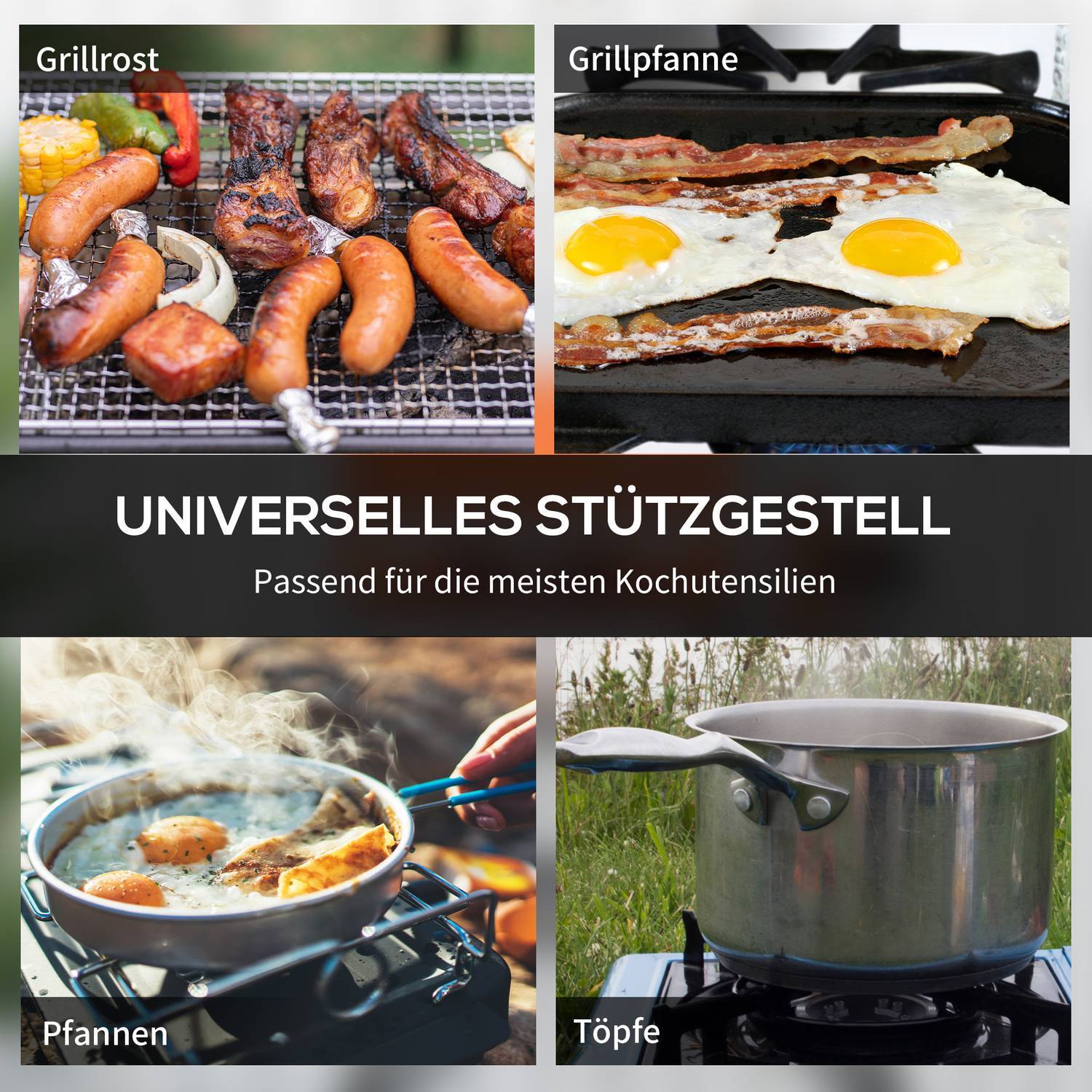 Gassgrill Bordgrill Bbq 2 brennere Sammenleggbar slangeregulator Rustfritt stål Metall Oransje 46,5X33,5X17,4Cm