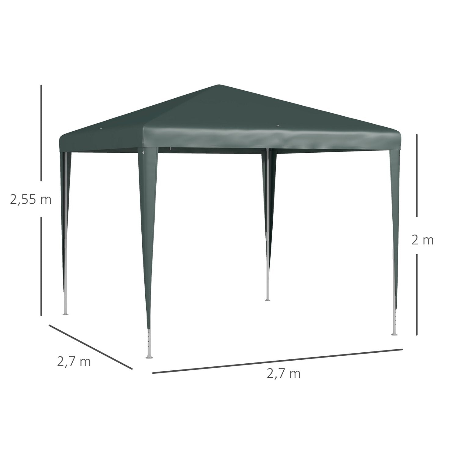 Lysthus 2,7 X 2,7 M Partytelt Hage Gazebo Hagetelttelt For Balkong Uteplass Stål Mørkegrønt