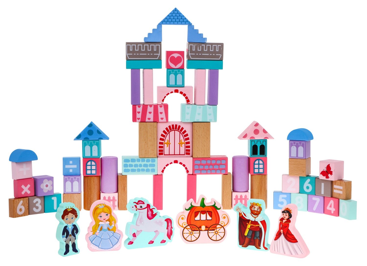 Princess Wooden Castle Set med block och pussel