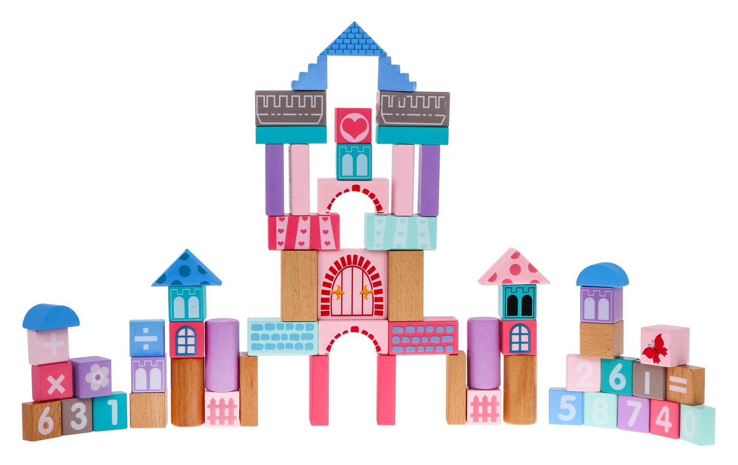 Princess Wooden Castle Set med block och pussel