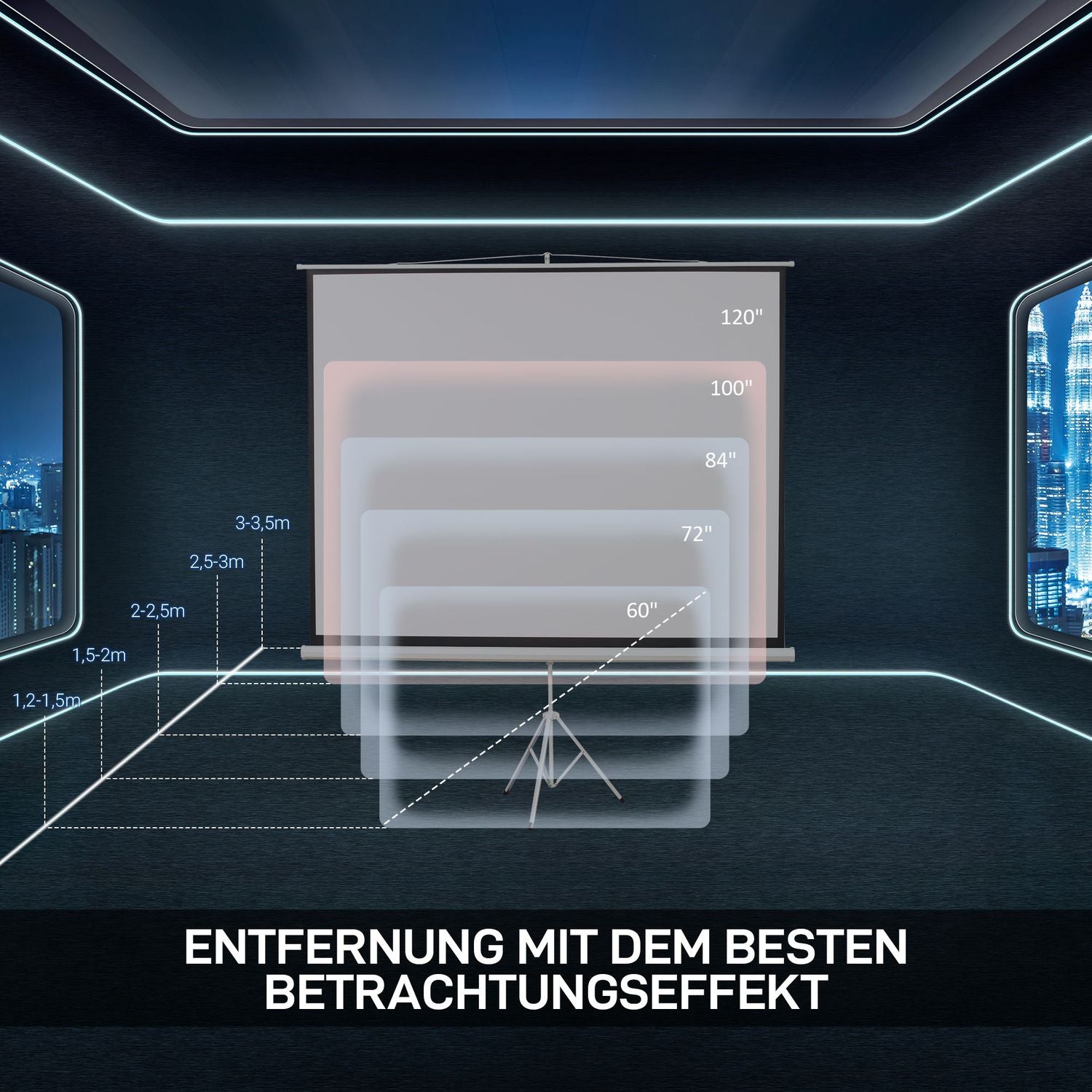 Projektionsduk 4:3-format, 100-tum, vit