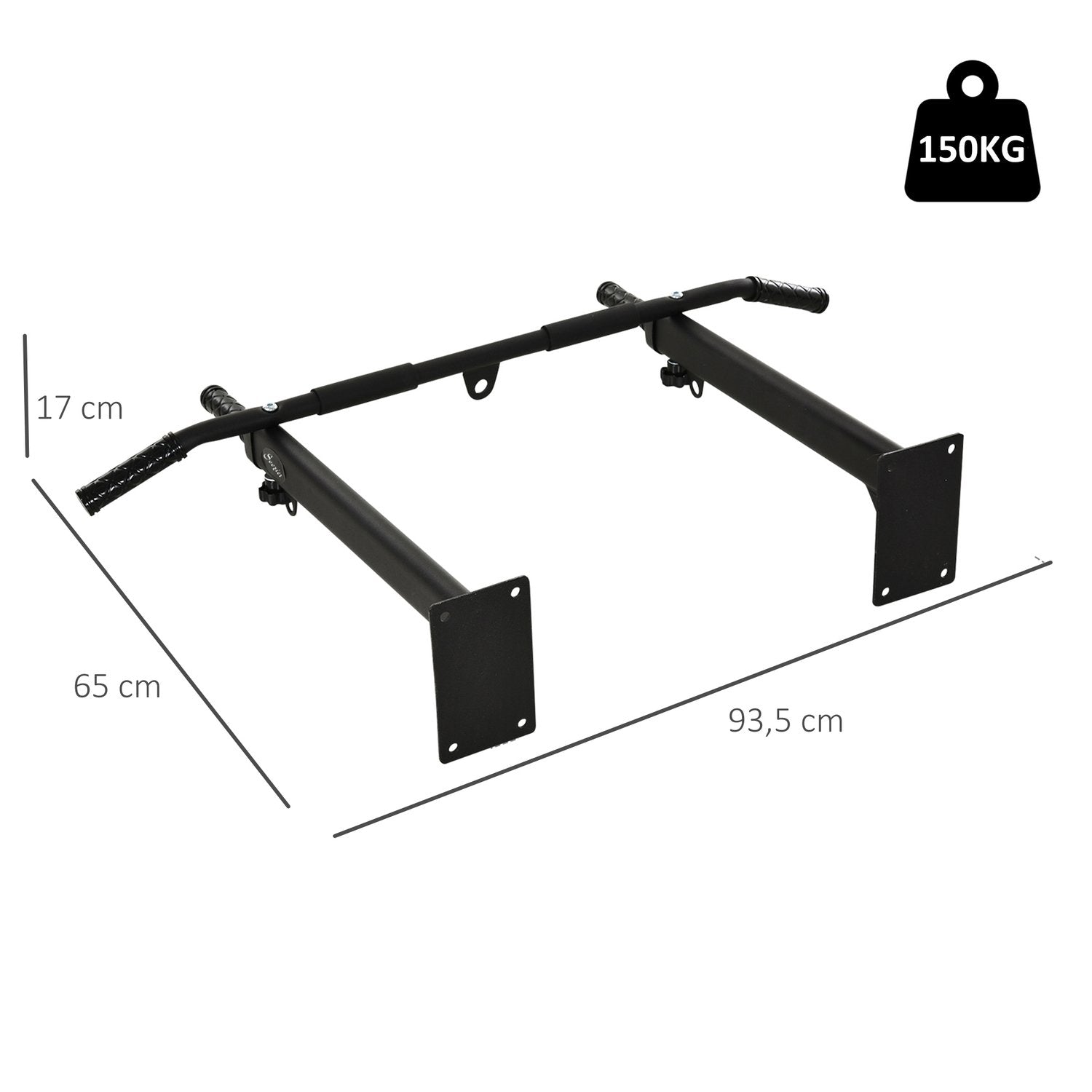 Pull Up Bar Veggfeste Pull Up Bar, Horisontal stang med løkker for boksesekk, stål, svart, 93,5X65X17 Cm