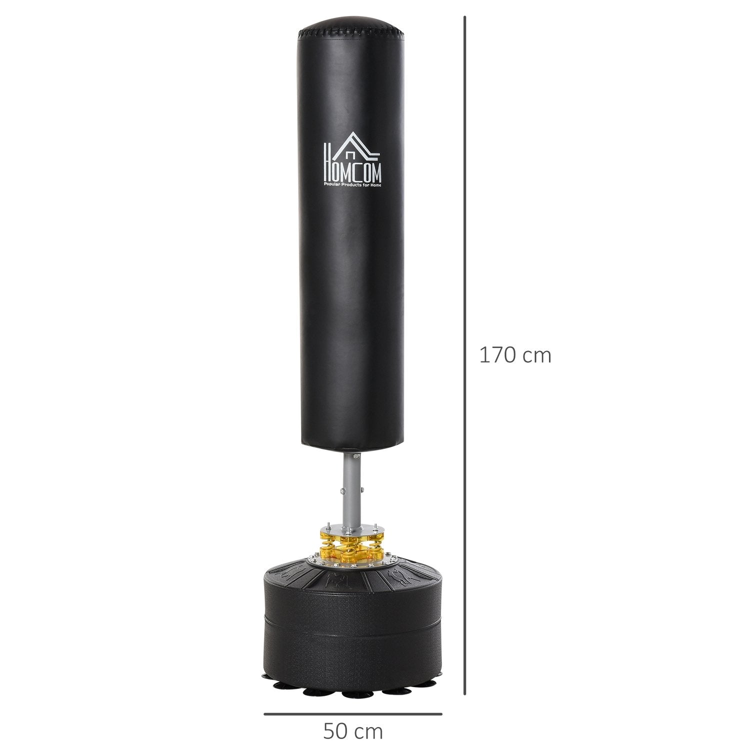 Boxningssäck Stående Fristående Boxningssäck Vuxna 170 Cm Med Sugkoppsbas Kraftig Boxningssäck För Proffs Och Nybörjare Svart