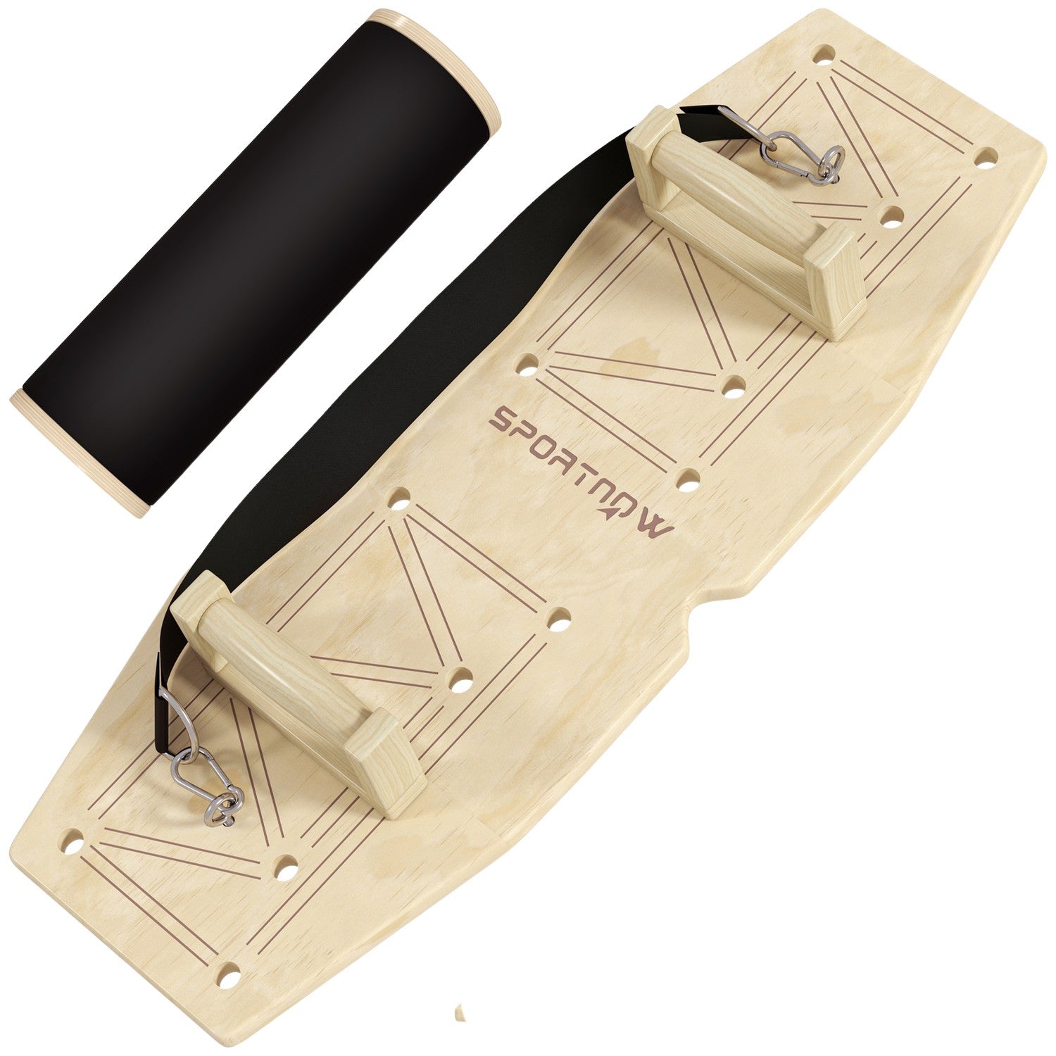 Push-up-stänger av trä med motståndsband, 11 övningar