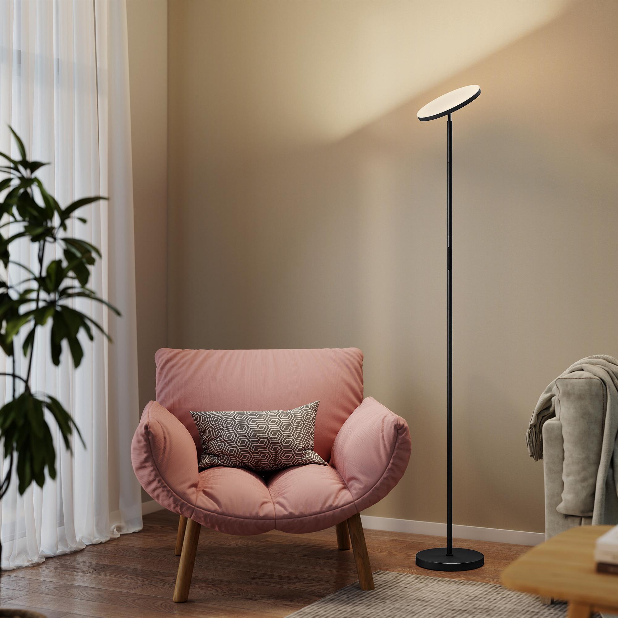 RGB-golvlampa, dimbar, fjärrkontroll och touch, svart