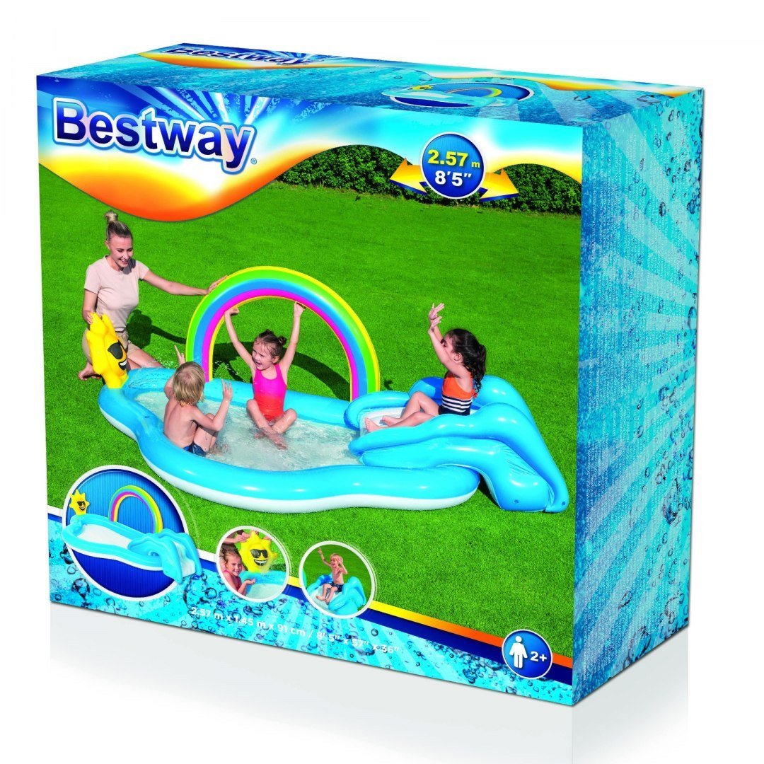 Rainbow Splash Pool & Play Center med rutschkana och spruta