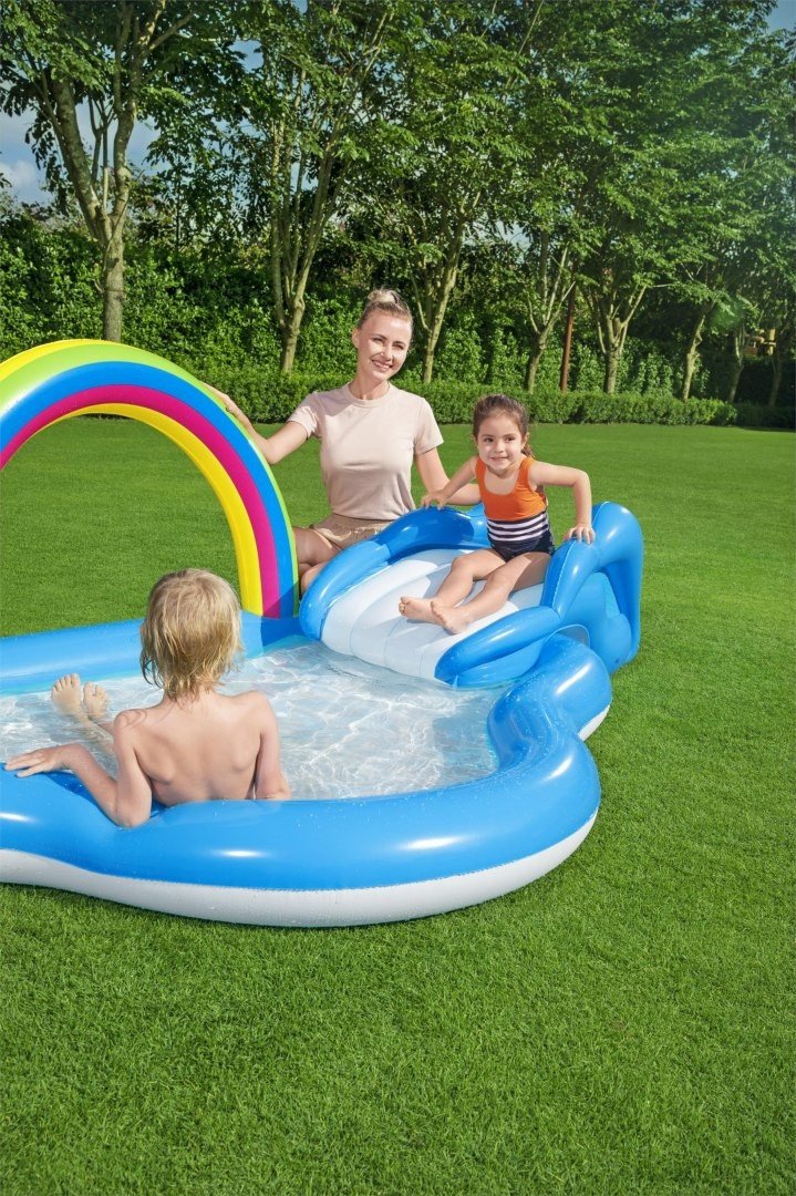 Rainbow Splash Pool & Play Center med rutschkana och spruta