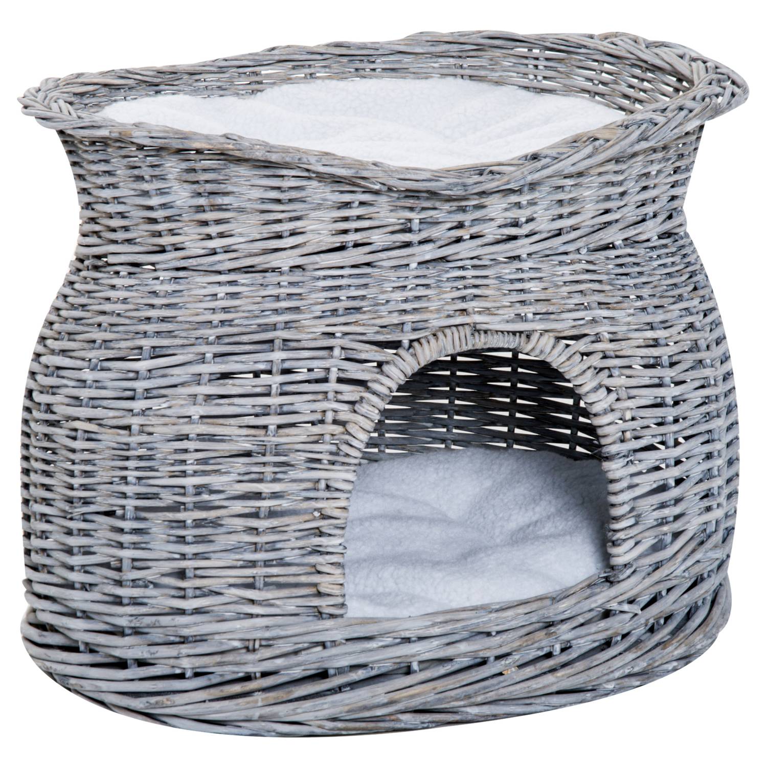 Rattan Cat Bed med kapell och kudde, vattenhyacint
