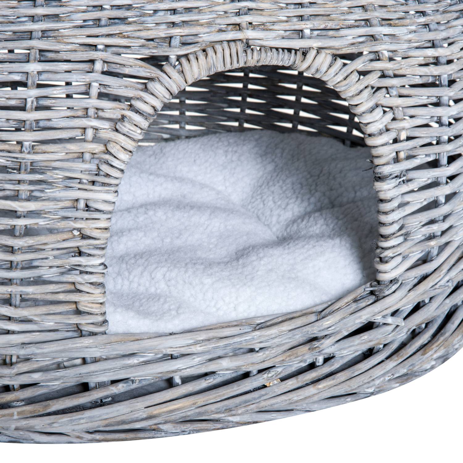 Rattan Cat Bed med kapell och kudde, vattenhyacint