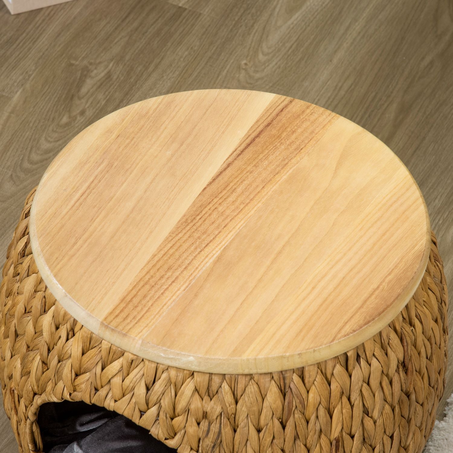 Rattan Cat Cave & Bed – 2-i-1 med kudde, 44x43x42cm