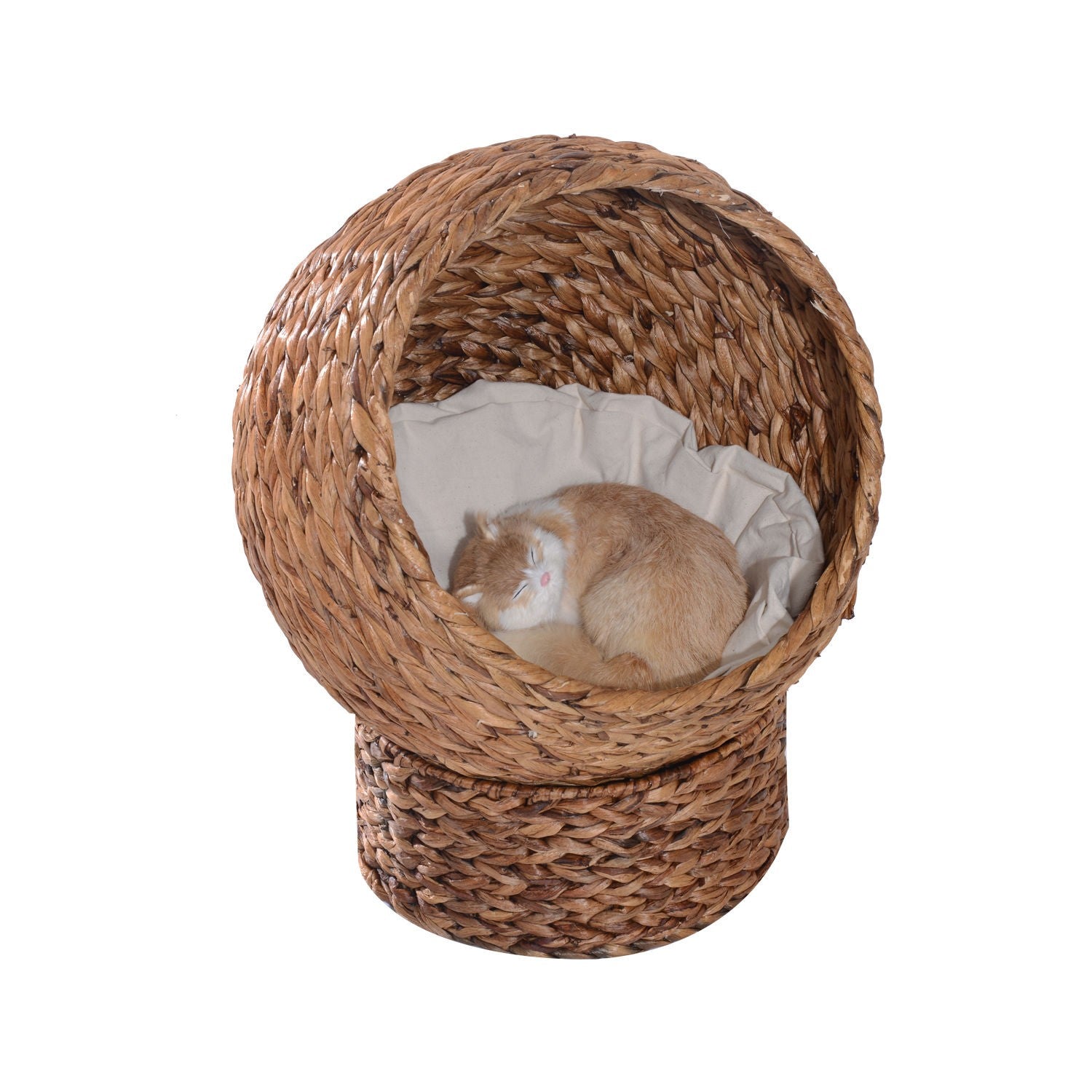 Rattan Cat Cave Bed Med Kudde, Vattenhyacint, 50cm