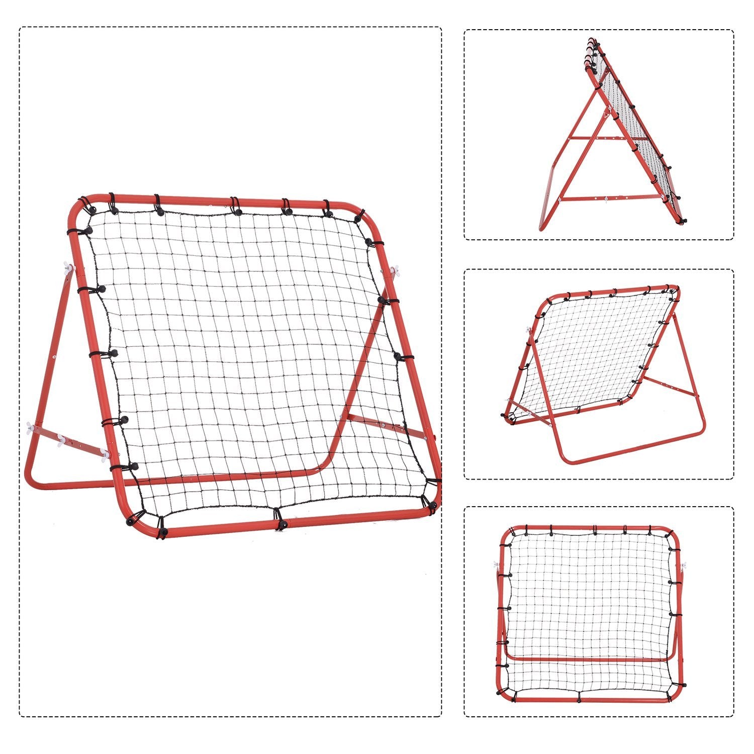 Rebounder Football Rebound veggmålnett for fotball Justerbar vinkel Rød + Svart 96 X 80 X 96 Cm