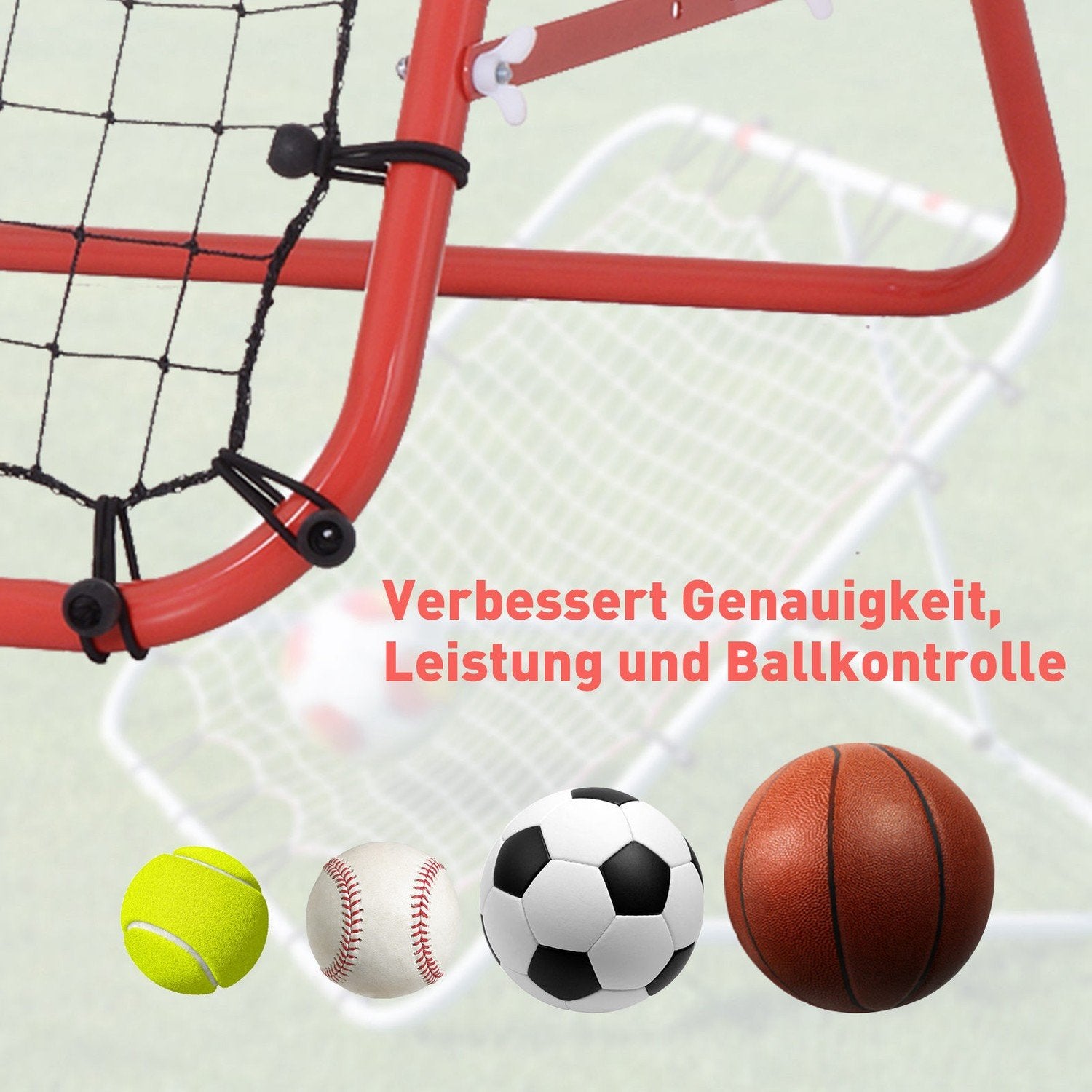 Rebounder Football Rebound veggmålnett for fotball Justerbar vinkel Rød + Svart 96 X 80 X 96 Cm