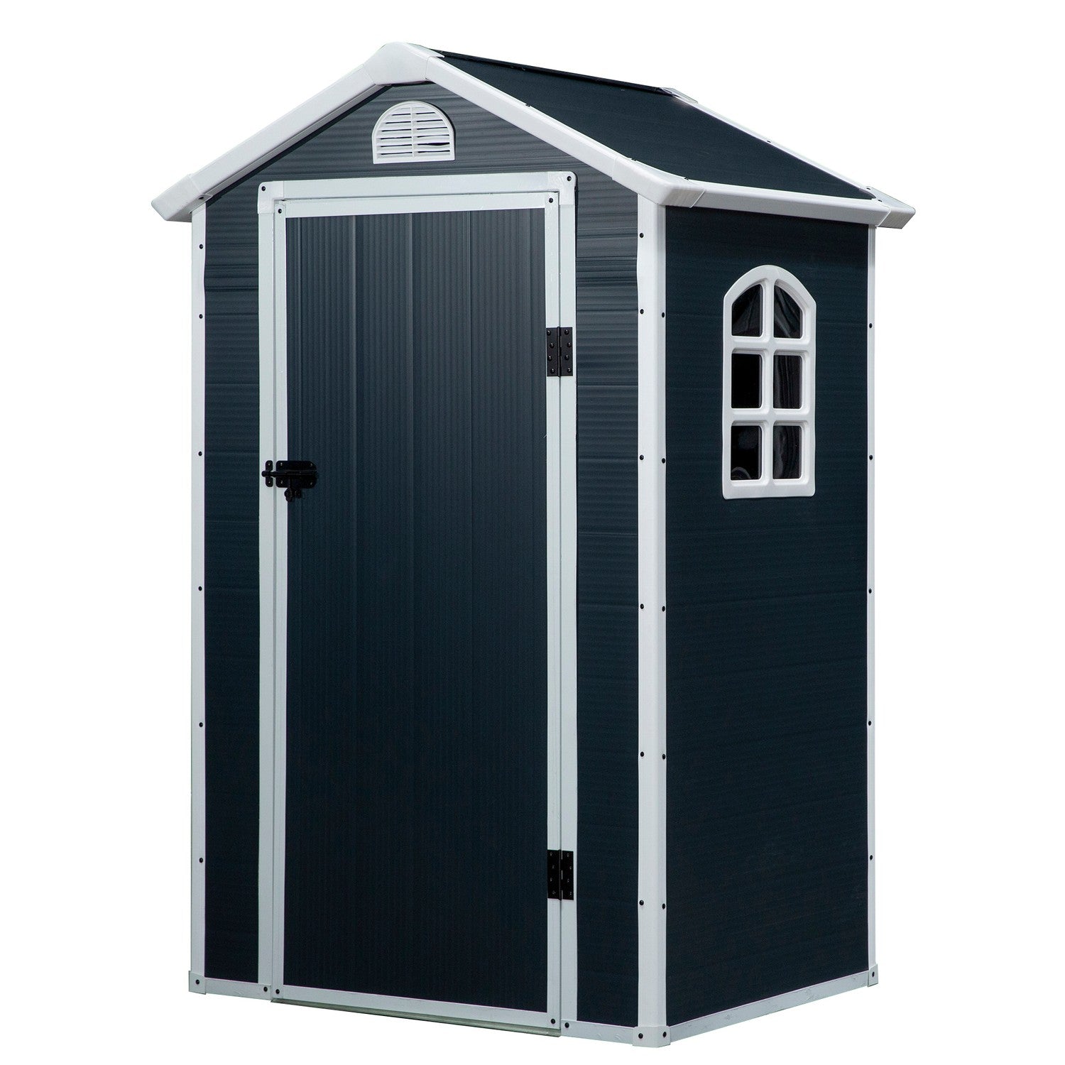 Utomhusredskapsbod i metall med ventilationsfönster, 134 x 104 x 204 cm