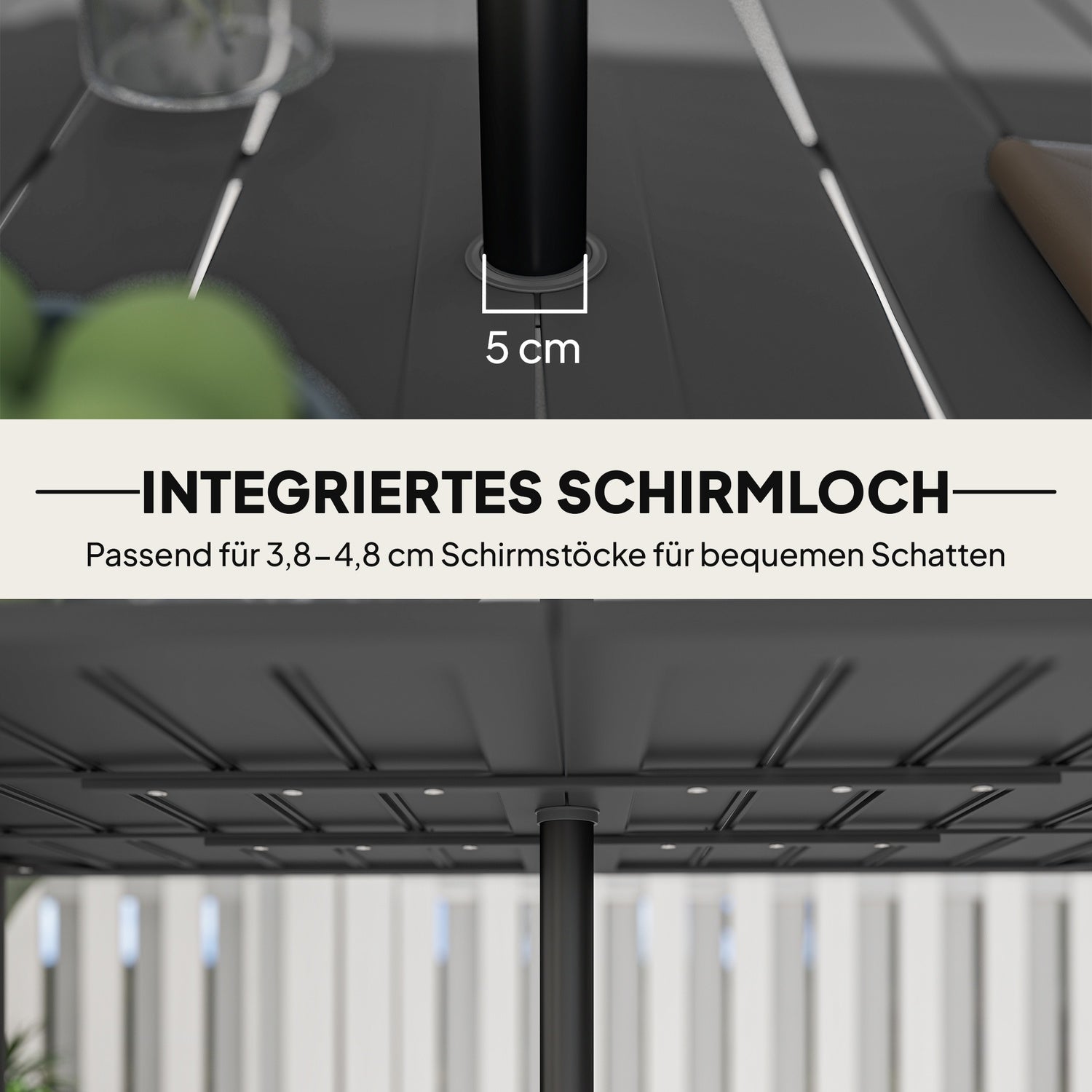 Rektangulärt Utomhusbord i stål, 150x90cm, Svart