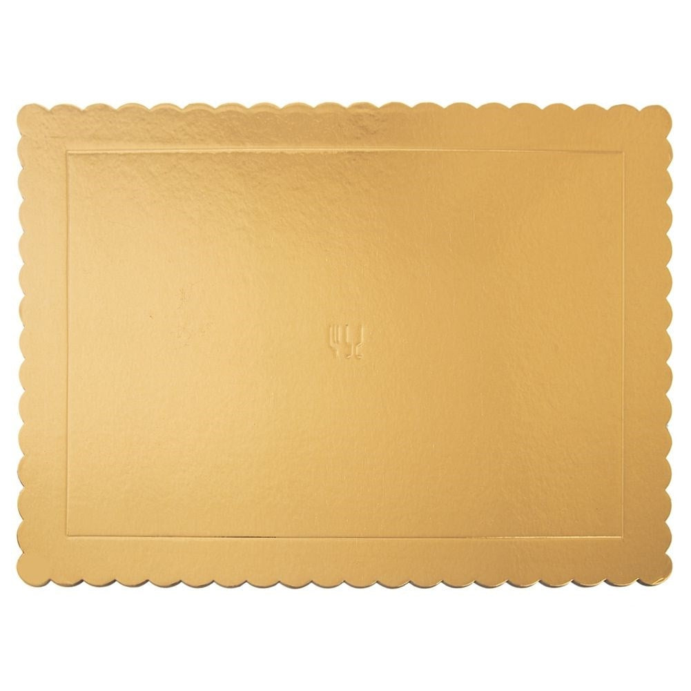Rektangulär tårtbricka 40x30 cm i guldglänsande kartong