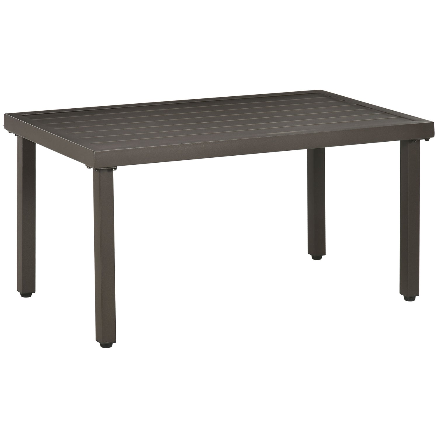 Rektangulärt soffbord i stål – Trälook, 91x51x46 cm