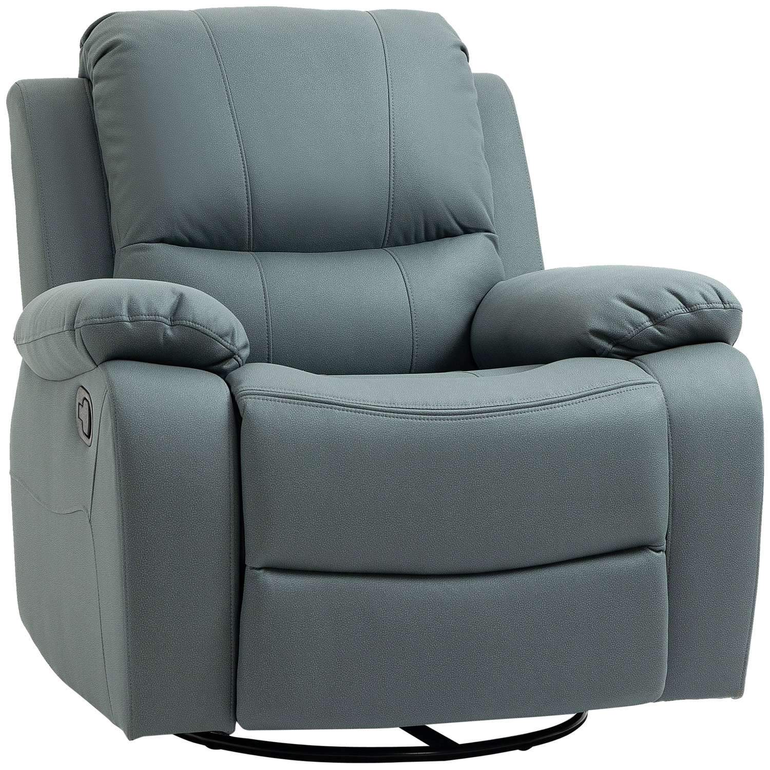 Relax Chair, 135° hvilestol, roterende TV-stol med fotstøtte for stue, soverom, lastekapasitet opptil 150 kg, polyestergrønn