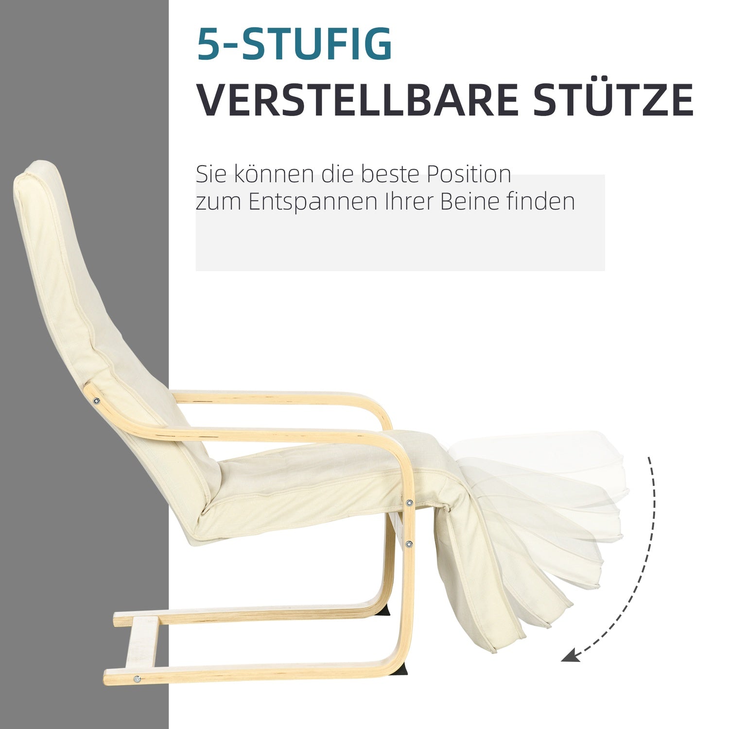 Relaxation Swing Recliner Stol, Justerbart Fotstöd, Cream