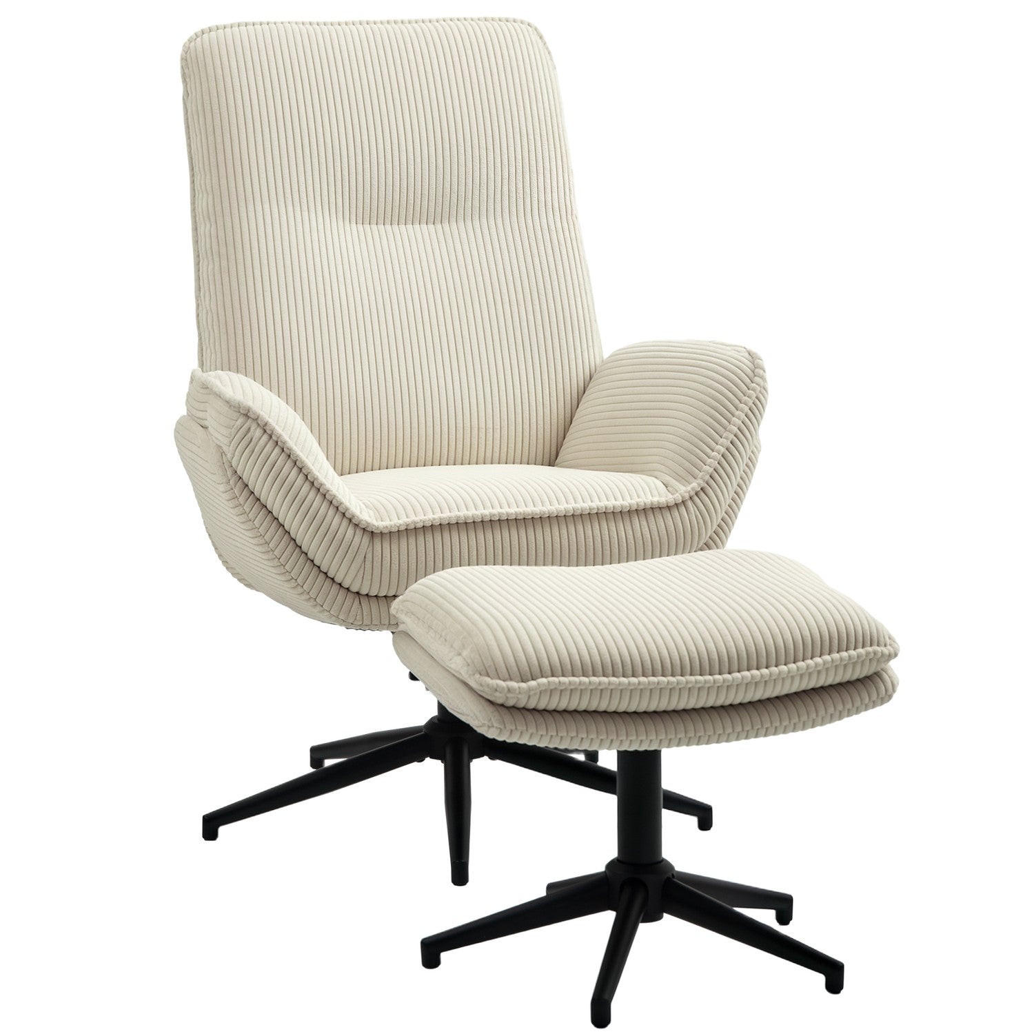 Liggstol Beige med 360° vridbar och pall