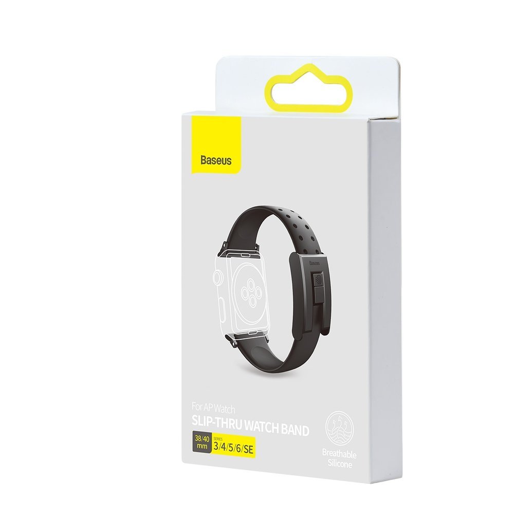 Rembandsarmband för Apple Watch 3/4/5/6/SE 38-40 mm Slip-Thru Svart