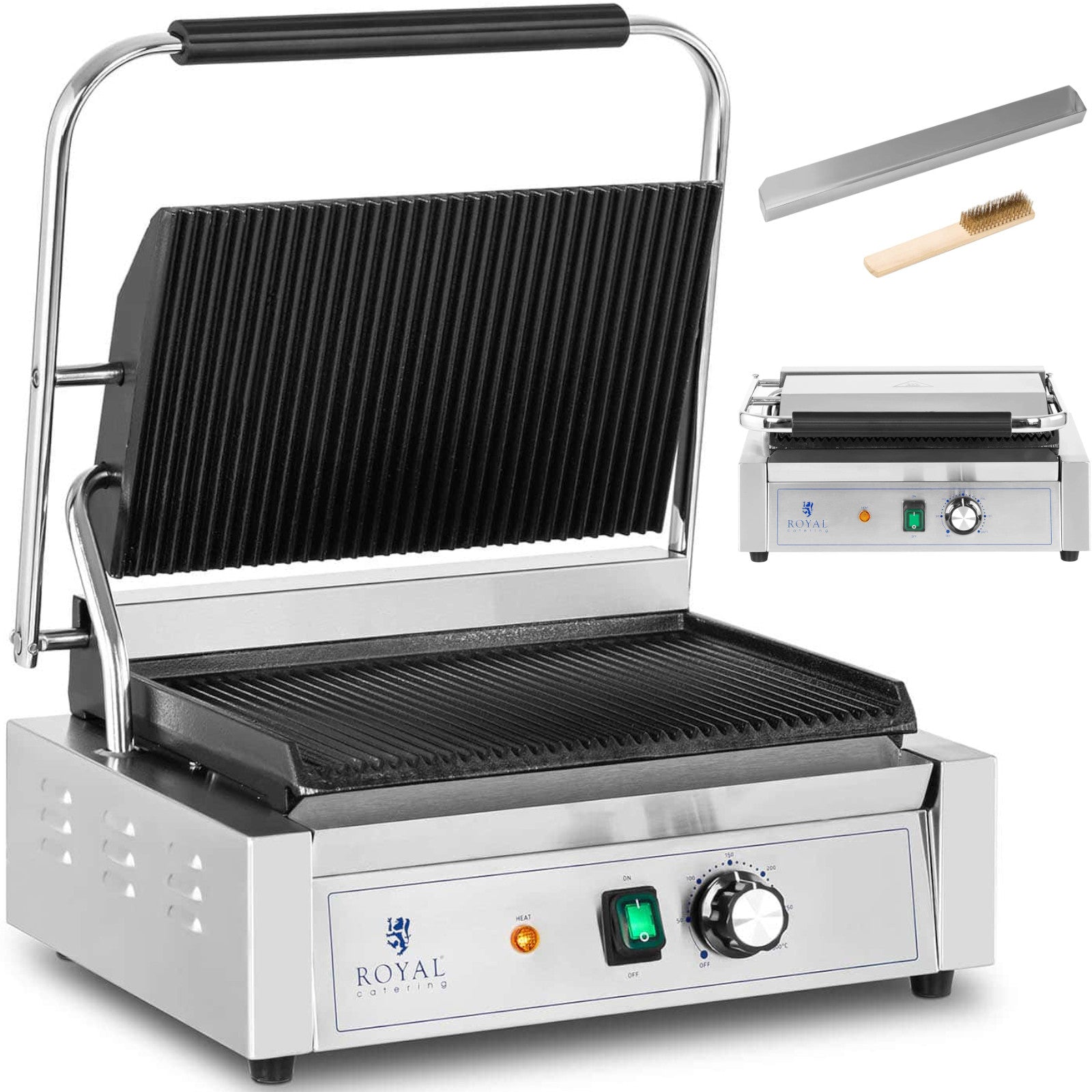 Ribbstickad elektrisk kontaktgrill 33 x 22 cm 2200 W
