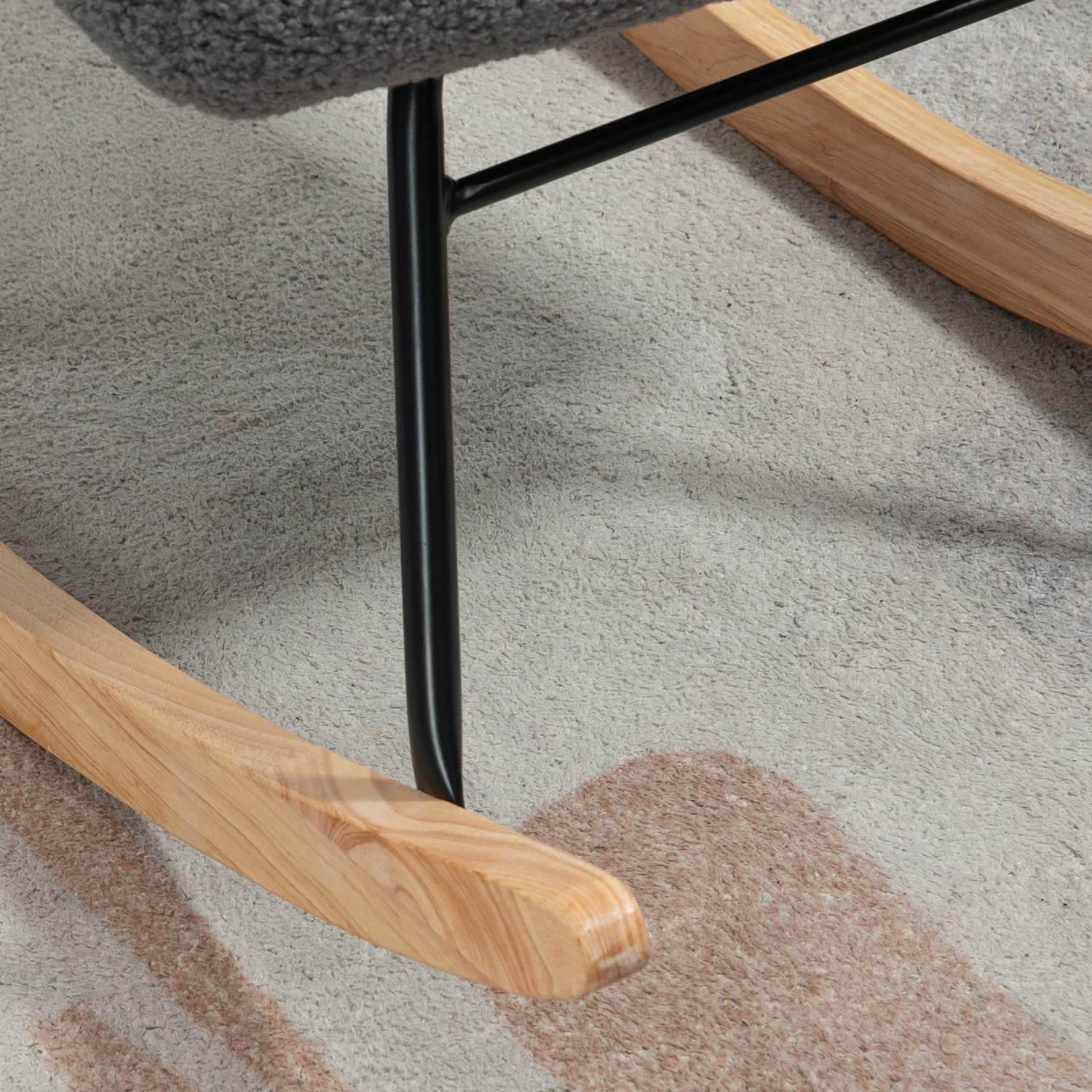 Rocking Accent Chair, mörkgrå berberfleece, 71x92x101 cm