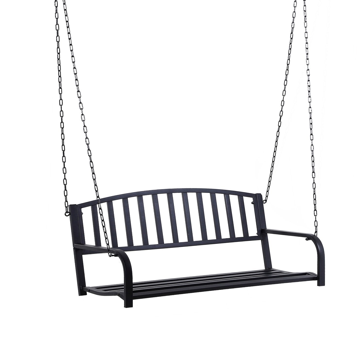 Hollywood Swing Hage Swing Hengende Benk 2-seters Swing Benk Med kjeder Metall Svart 127 X 60 X 53 Cm