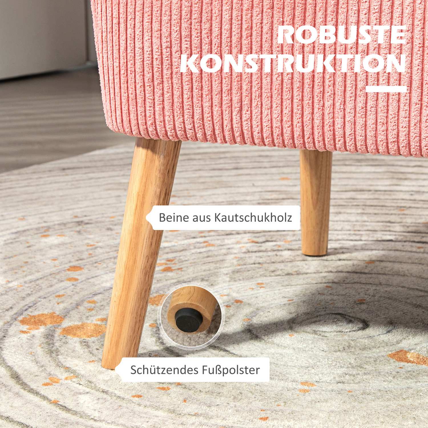 Rosa 2-sits stoppad soffa – kompakt och mysig design