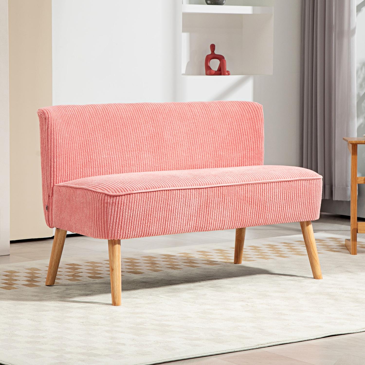 Rosa 2-sits stoppad soffa – kompakt och mysig design