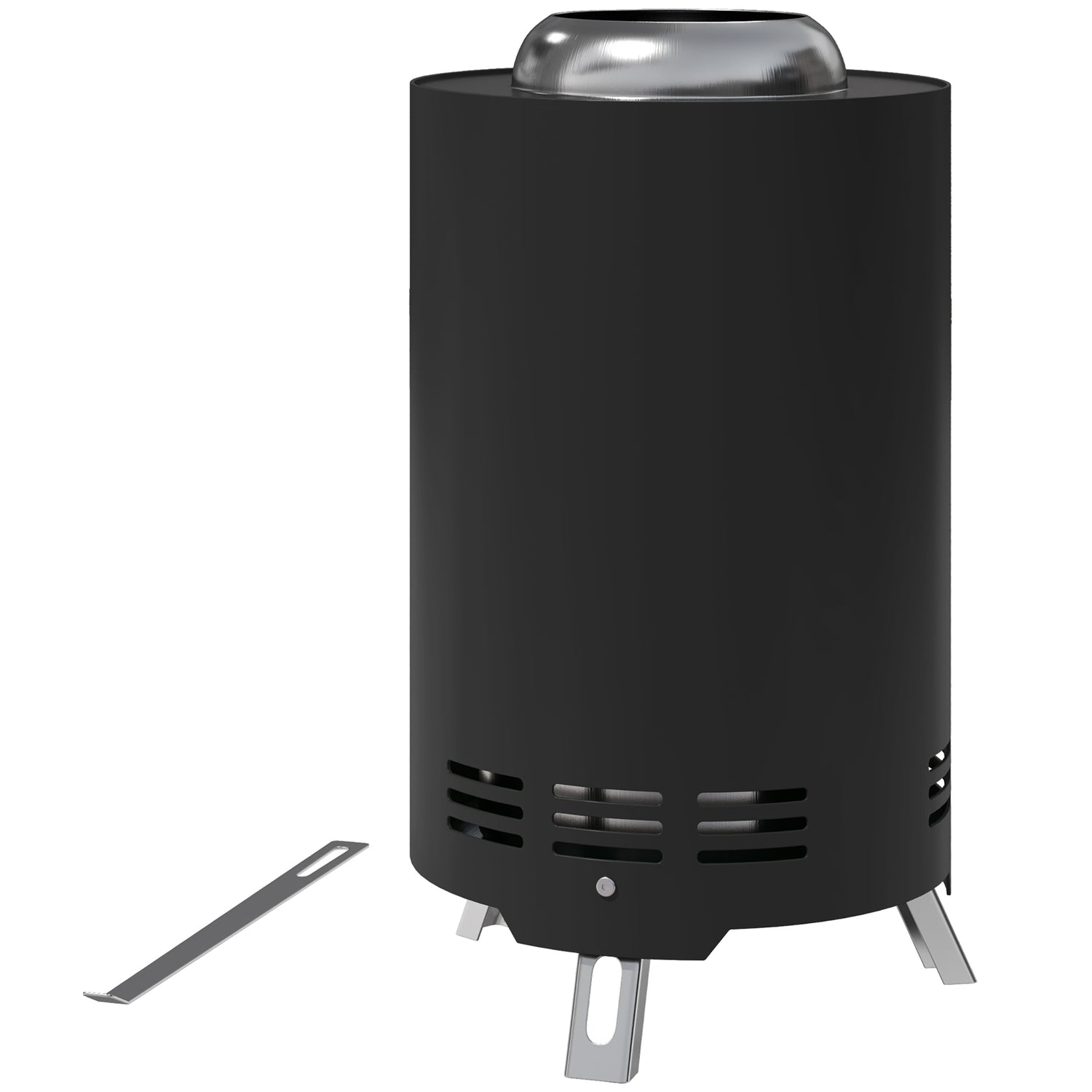 Rostfritt stål rökfri eldstad med poker, Ø16x25cm