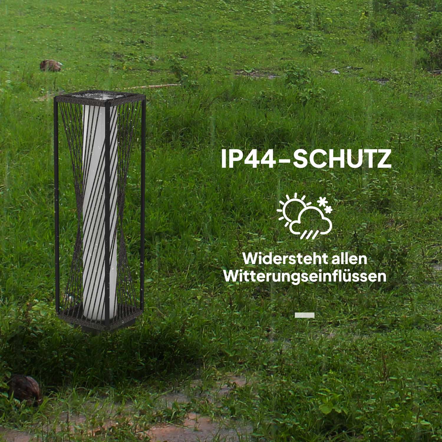 Rotting Solar Golvlampa, Boho Style med ljussensor, vattentät