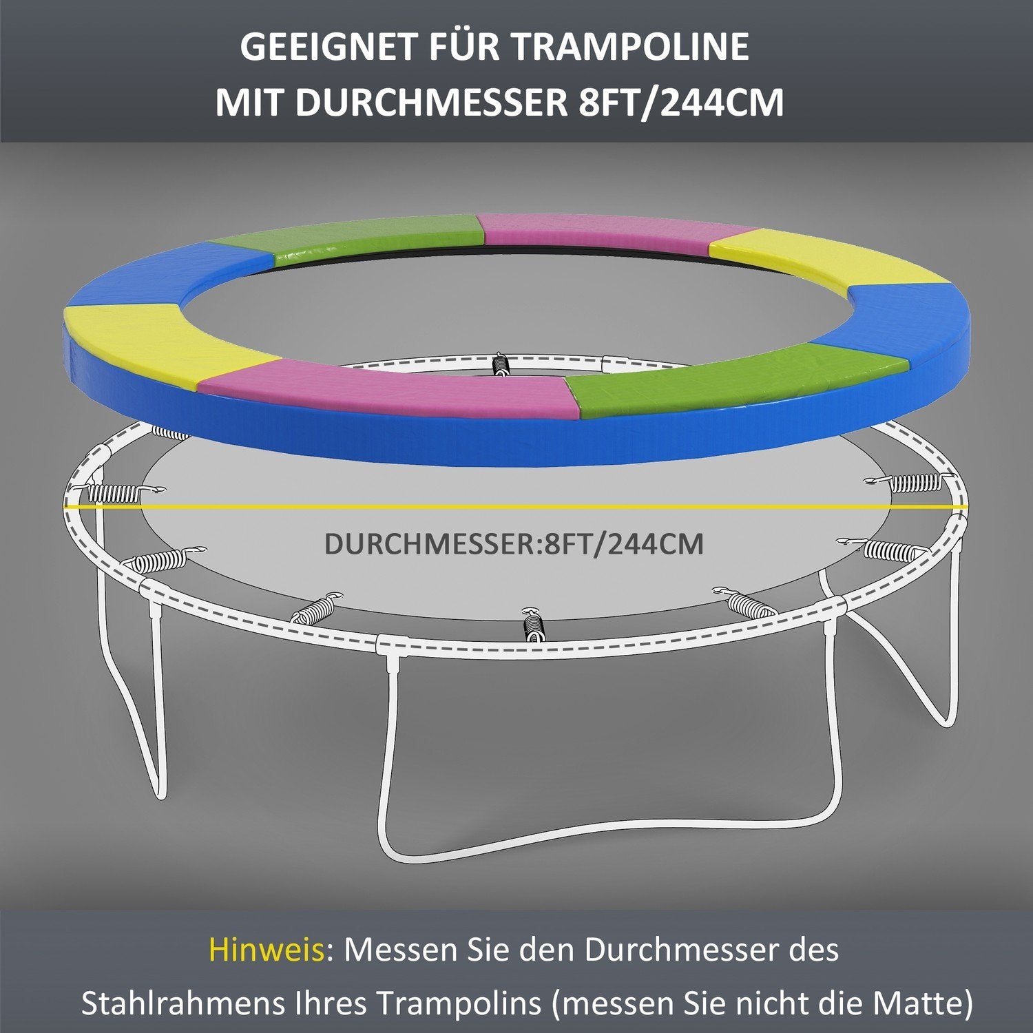 Trampolinkantskydd Ø244 Cm, Uv-Skydd, Väderbeständig, Studsmattatillbehör