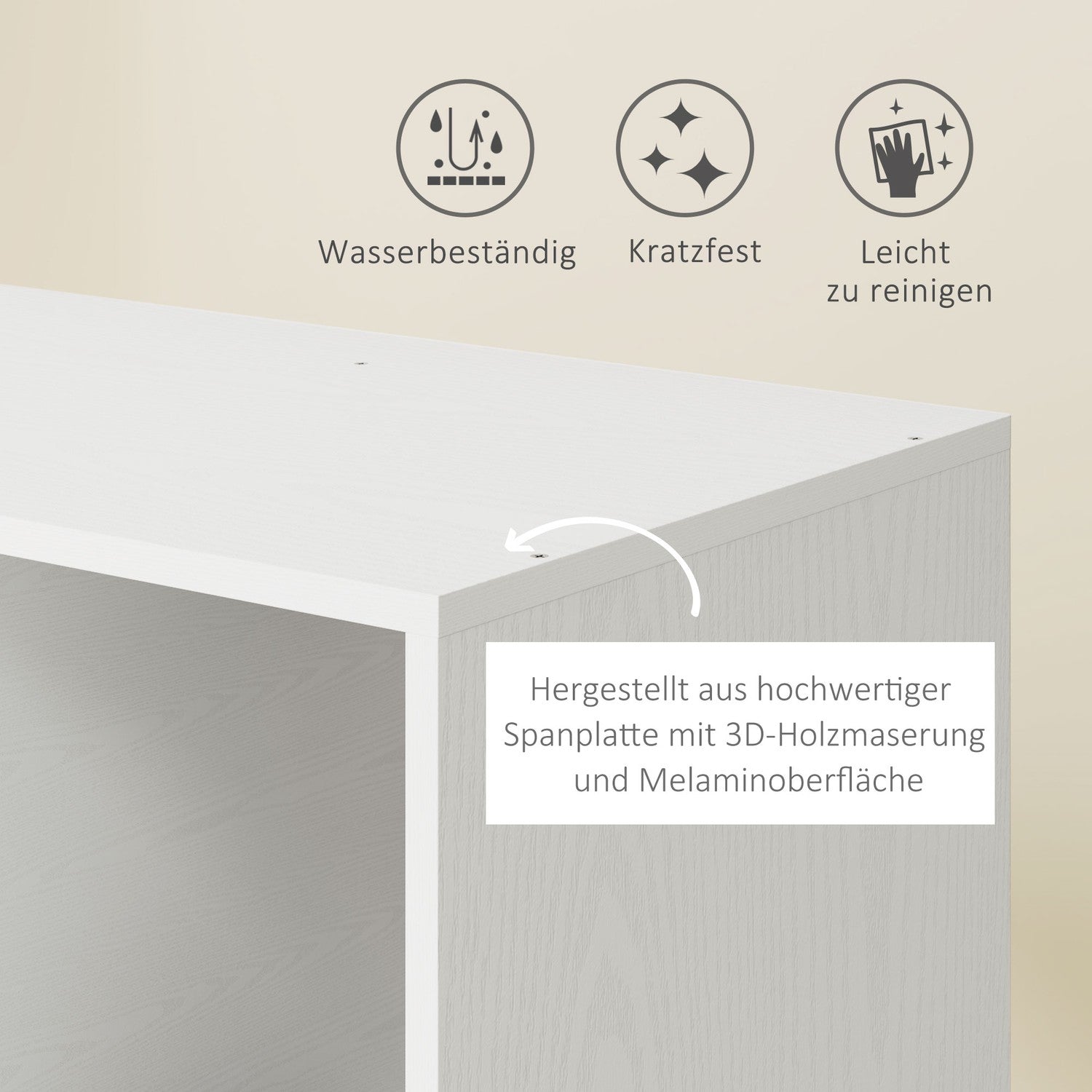 Rullande klädställ – 3 hyllor, skena, 80x40x128 cm, vit