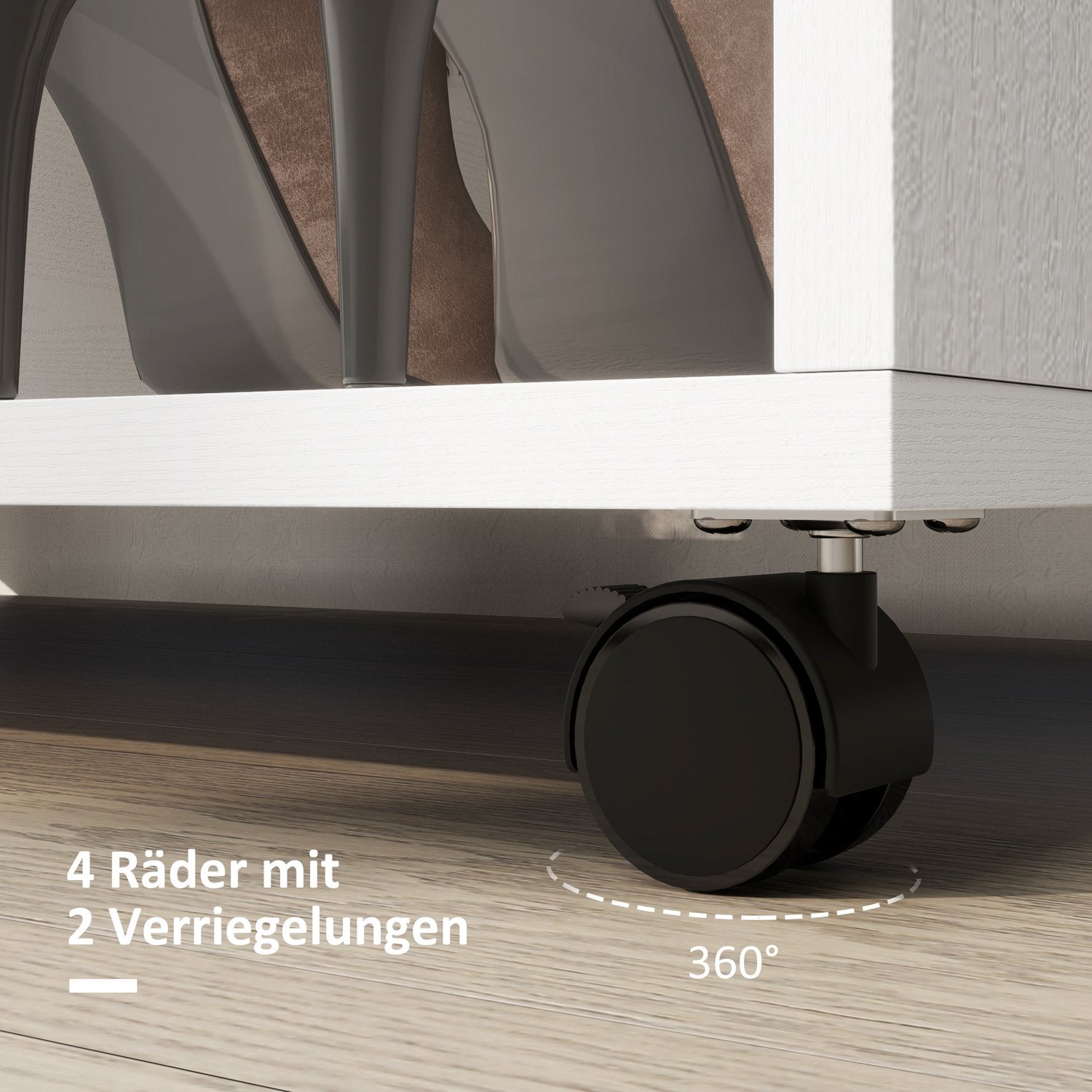 Rullande klädställ – 3 hyllor, skena, 80x40x128 cm, vit