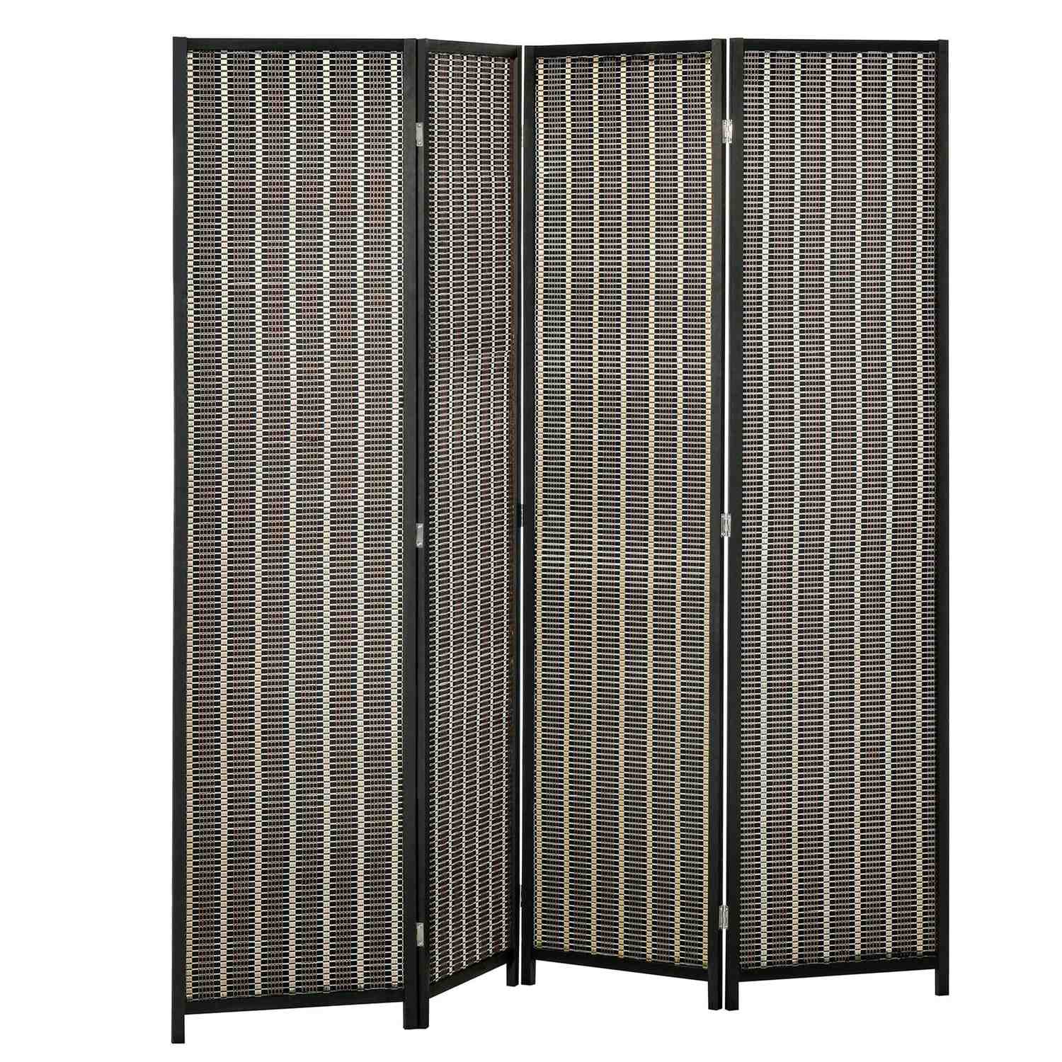 Rumsavdelare av bambu, 4-panel, 180x180 cm, Vikbar Brun