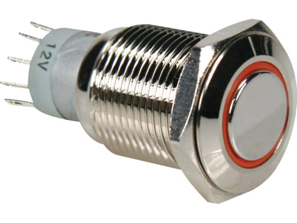 Rund metalltryckknapp Spdt 1No 1Nc - Orange Ring