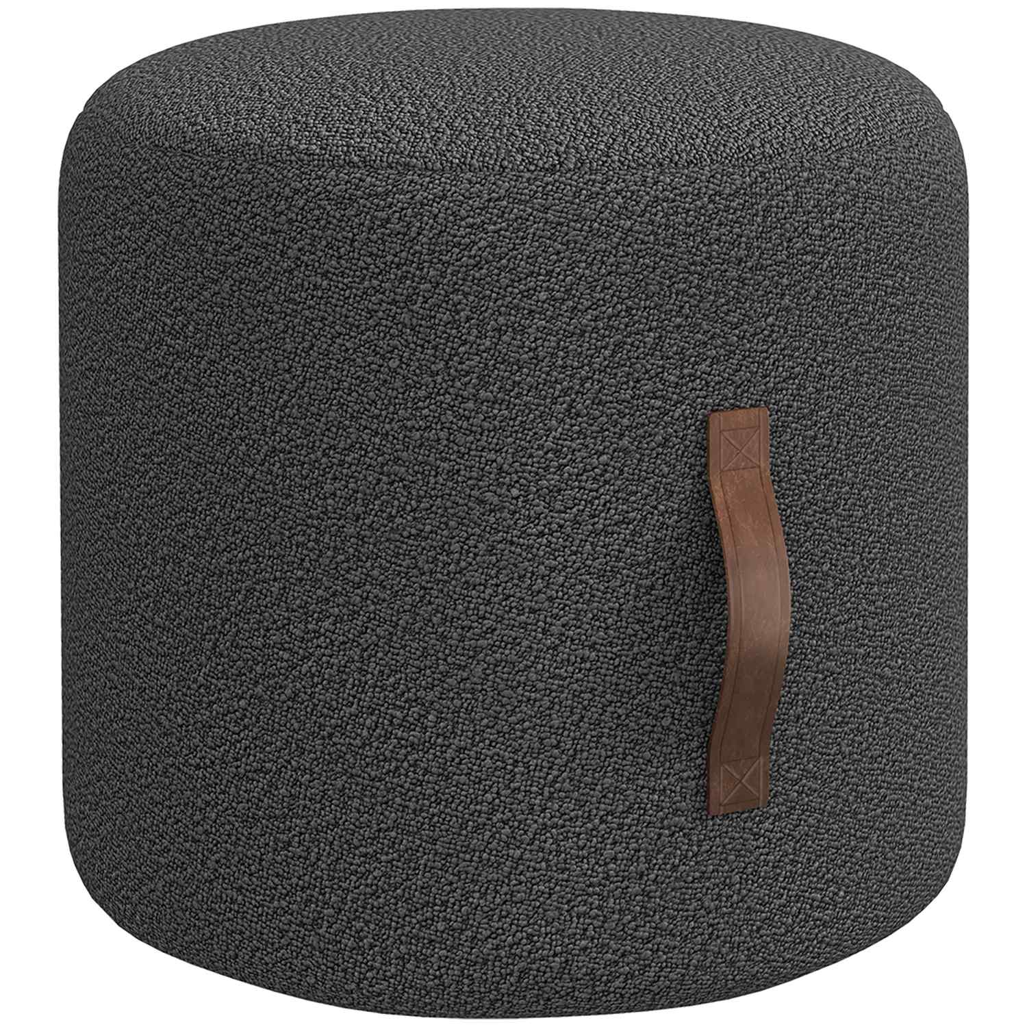 Rund mörkgrå fotpall, ottomansk med handtag – Ø48x45 cm