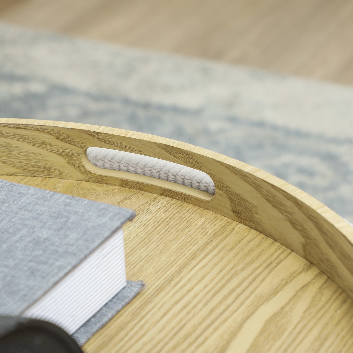 Rund stoppad förvaringspall, Gräddvit, 56x56x42 cm