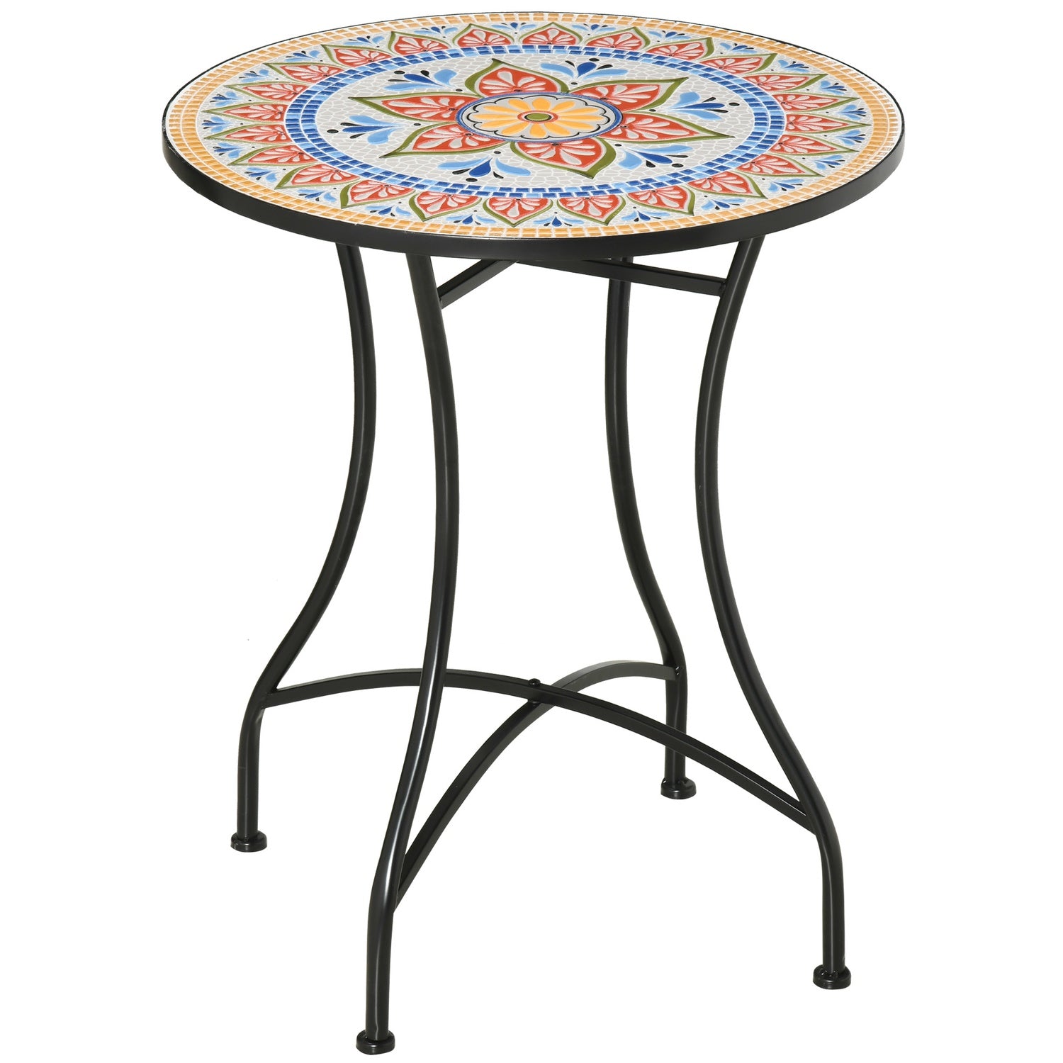 Runt Mosaic Garden Bistrobord – Keramikskiva, Ø60 cm