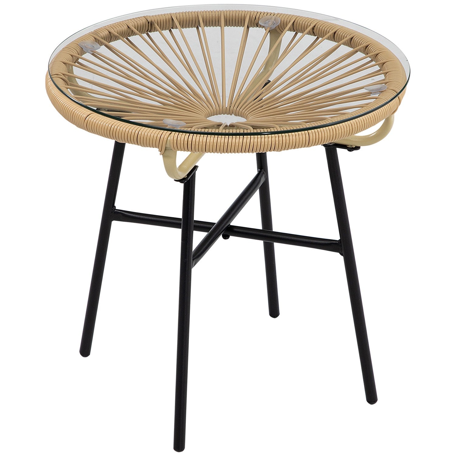 Runt bistrobord för trädgård eller uteplats, svart & beige, 50 cm