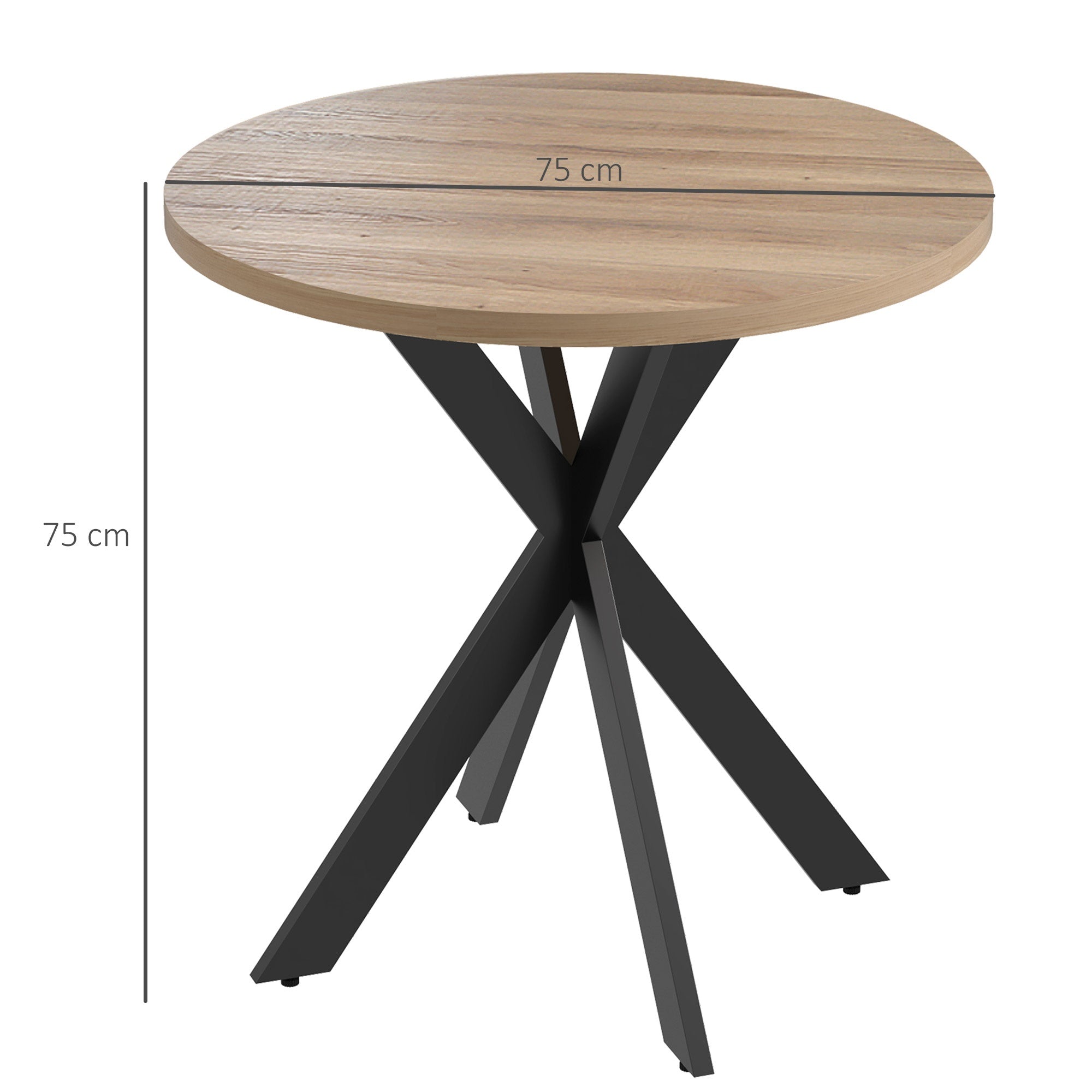 Runt matbord, 75 cm, plats för 2-4, brun MDF
