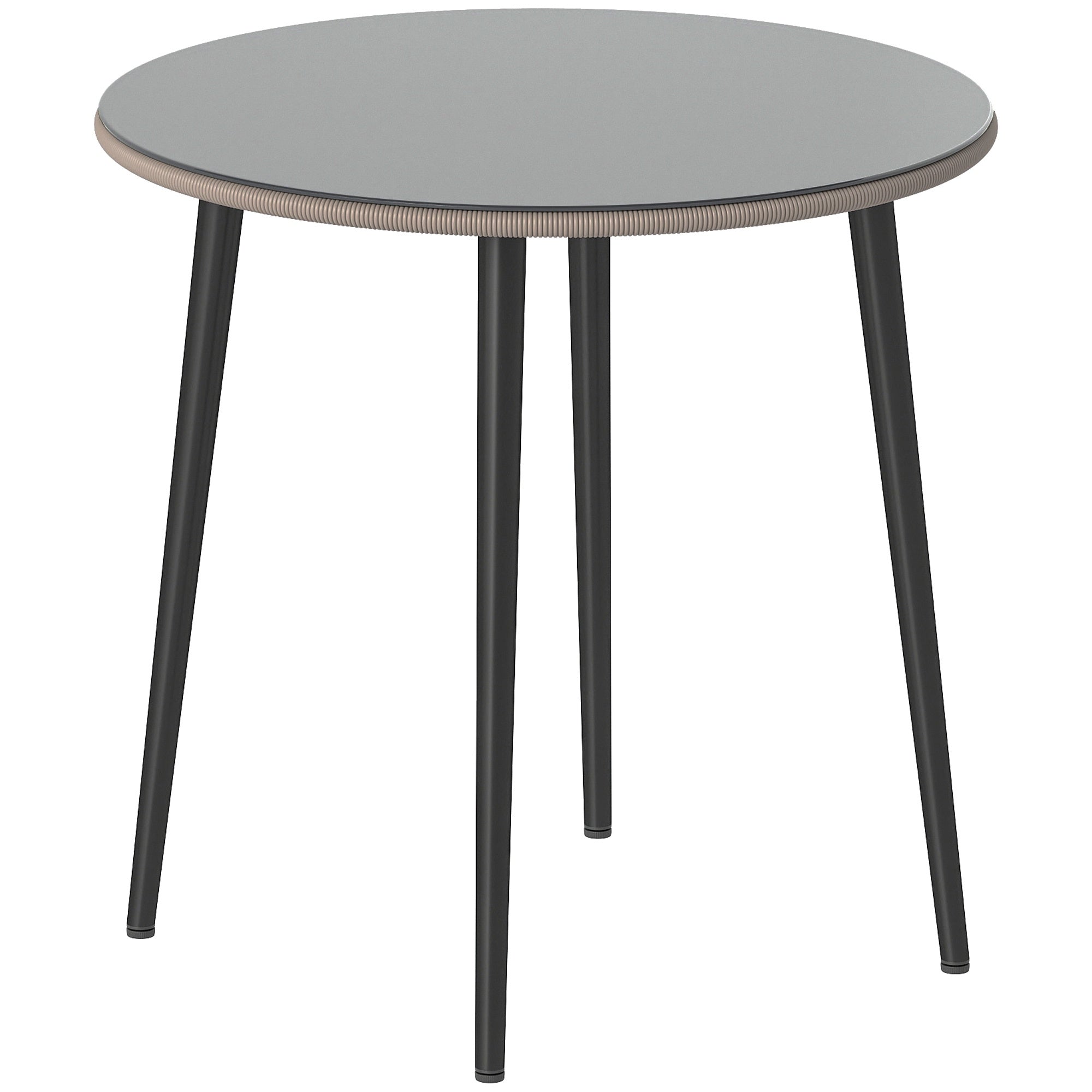 Runt matbord för utomhusbruk, 80 cm, glas och rotting