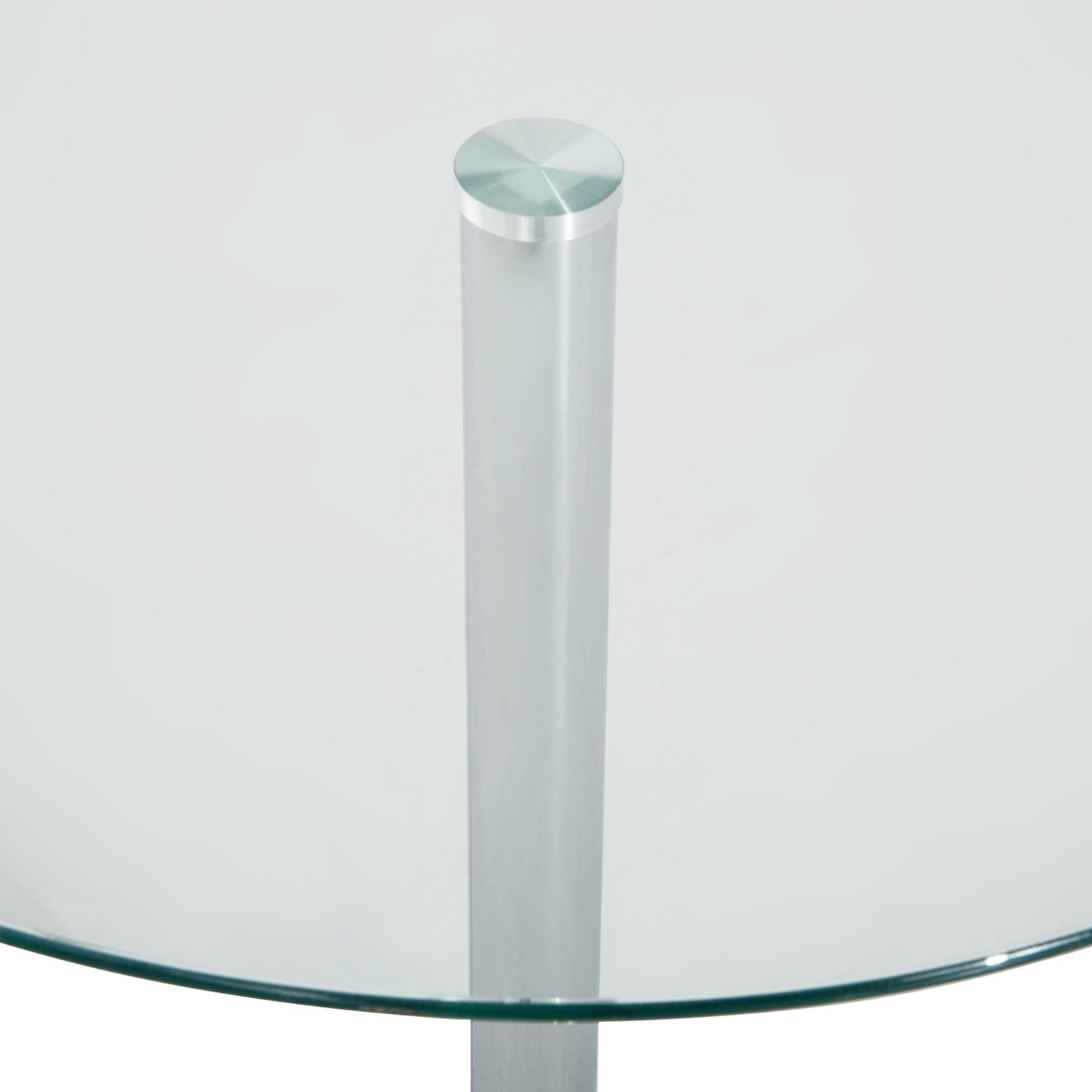 Runt matbord i glas, 70 cm, underrede i metall