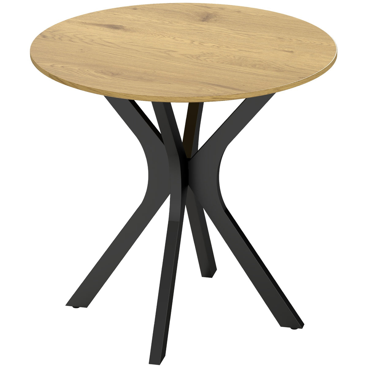 Runt matbord, modern design, 78x78x75 cm, naturligt trä