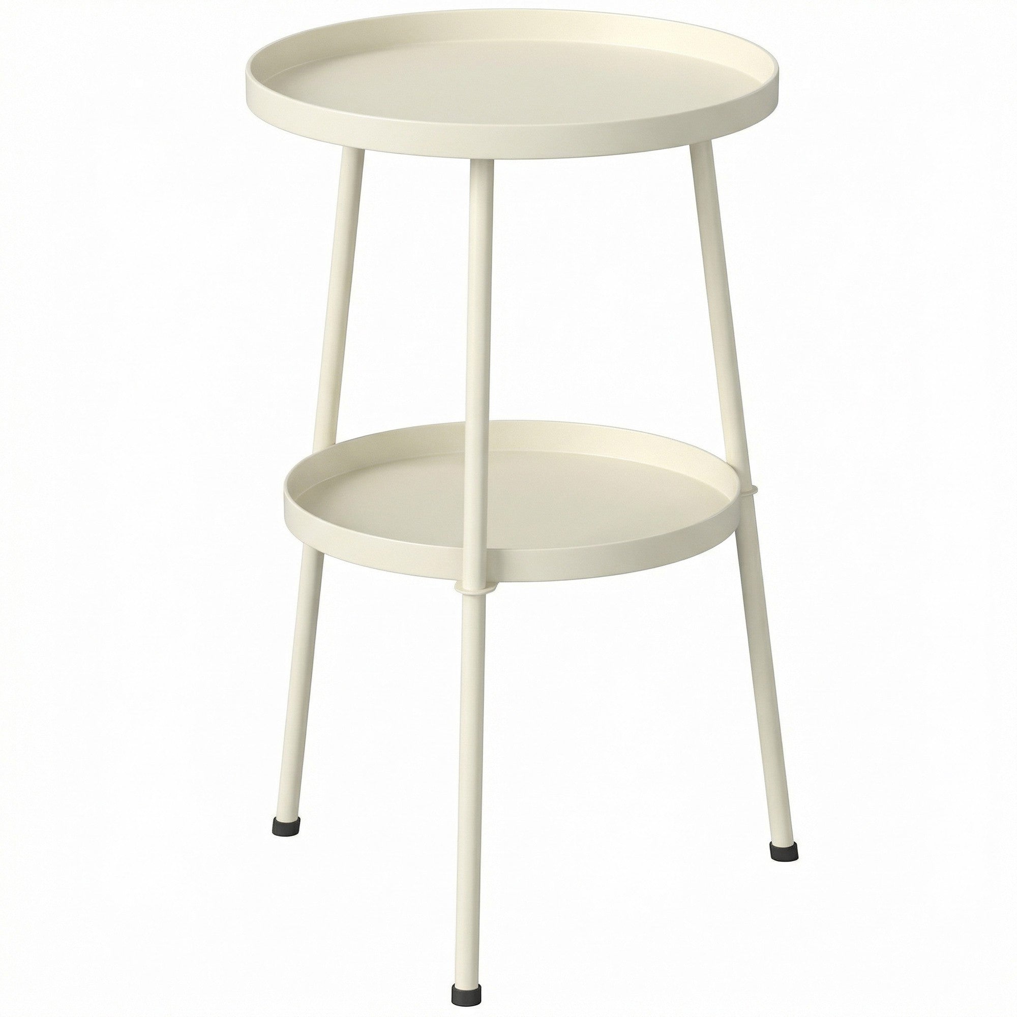 Runt sidobord i metall för utomhusbruk, krämvit, Ø36 cm
