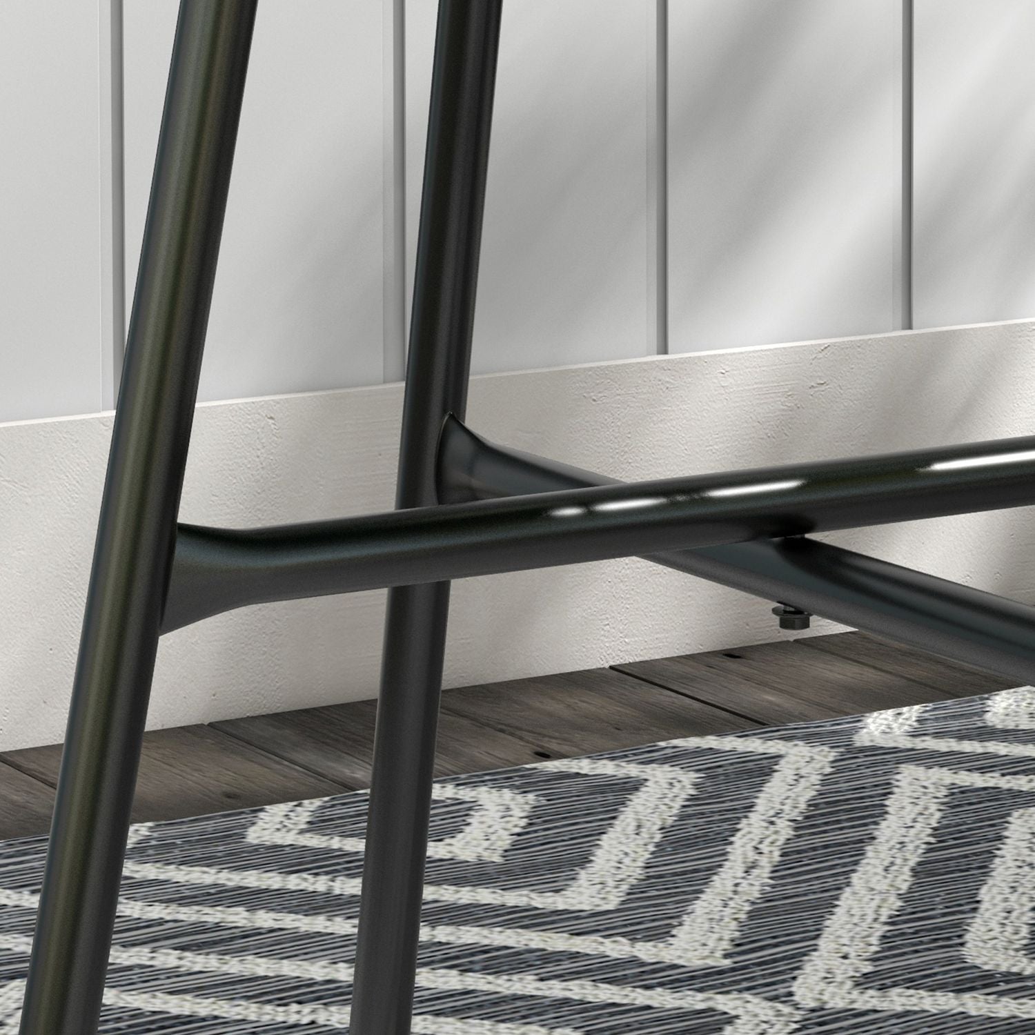 Runt soffbord i rotting, Glasskiva, Svart, 50x50x50cm