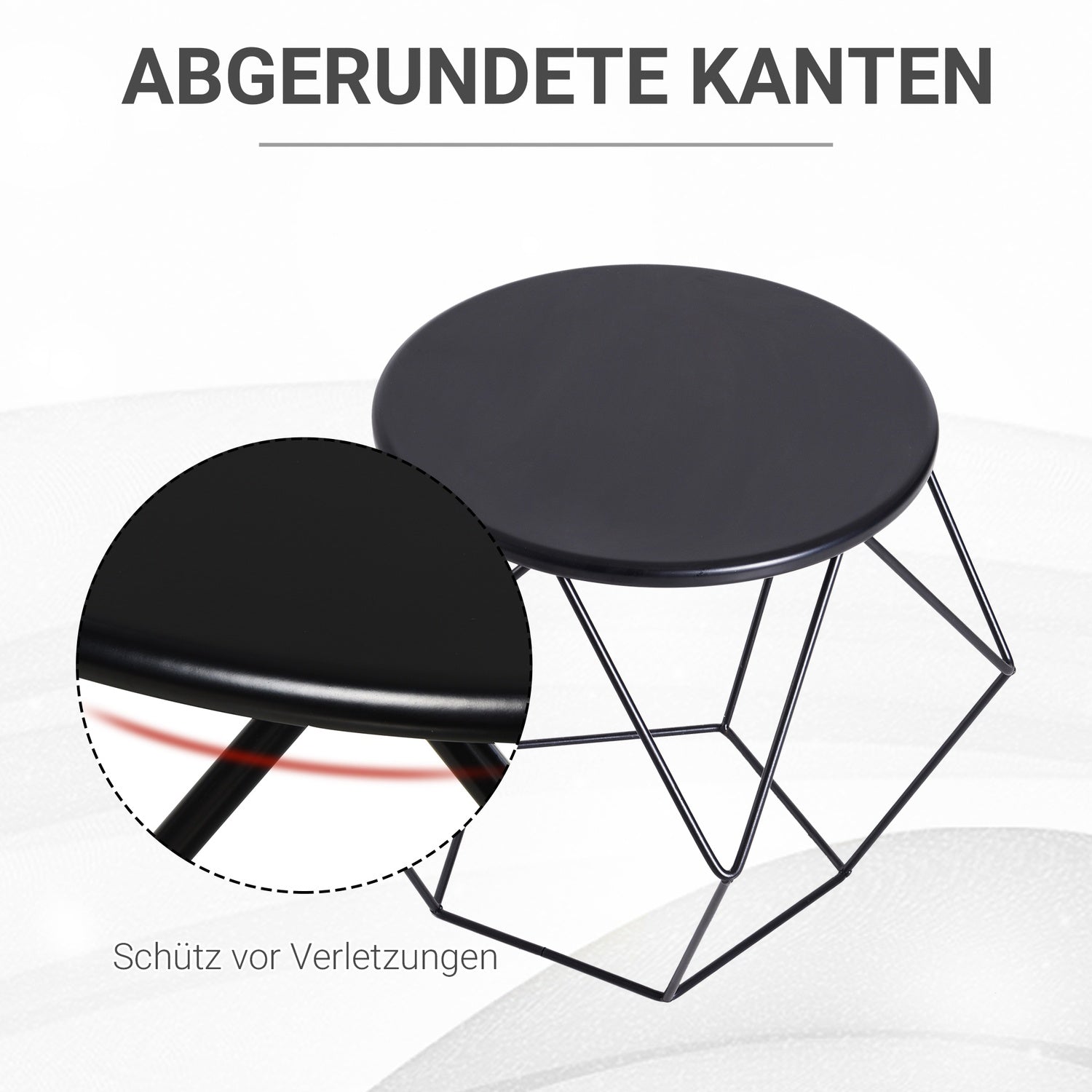 Runt soffbord med förvaring – Metallkorgdesign