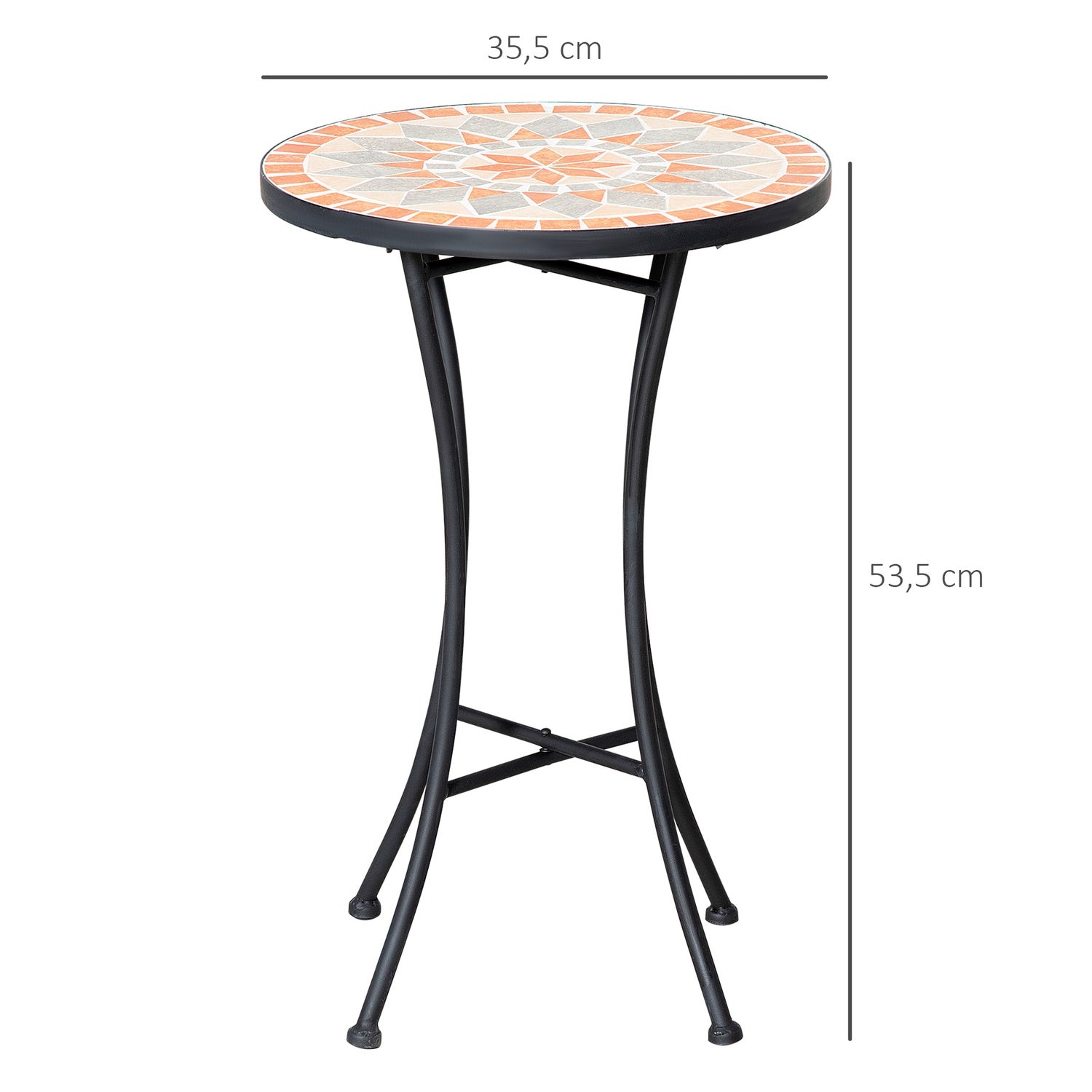 Runt väderbeständigt trädgårdsbord – 35,5 cm, Gul/Grå